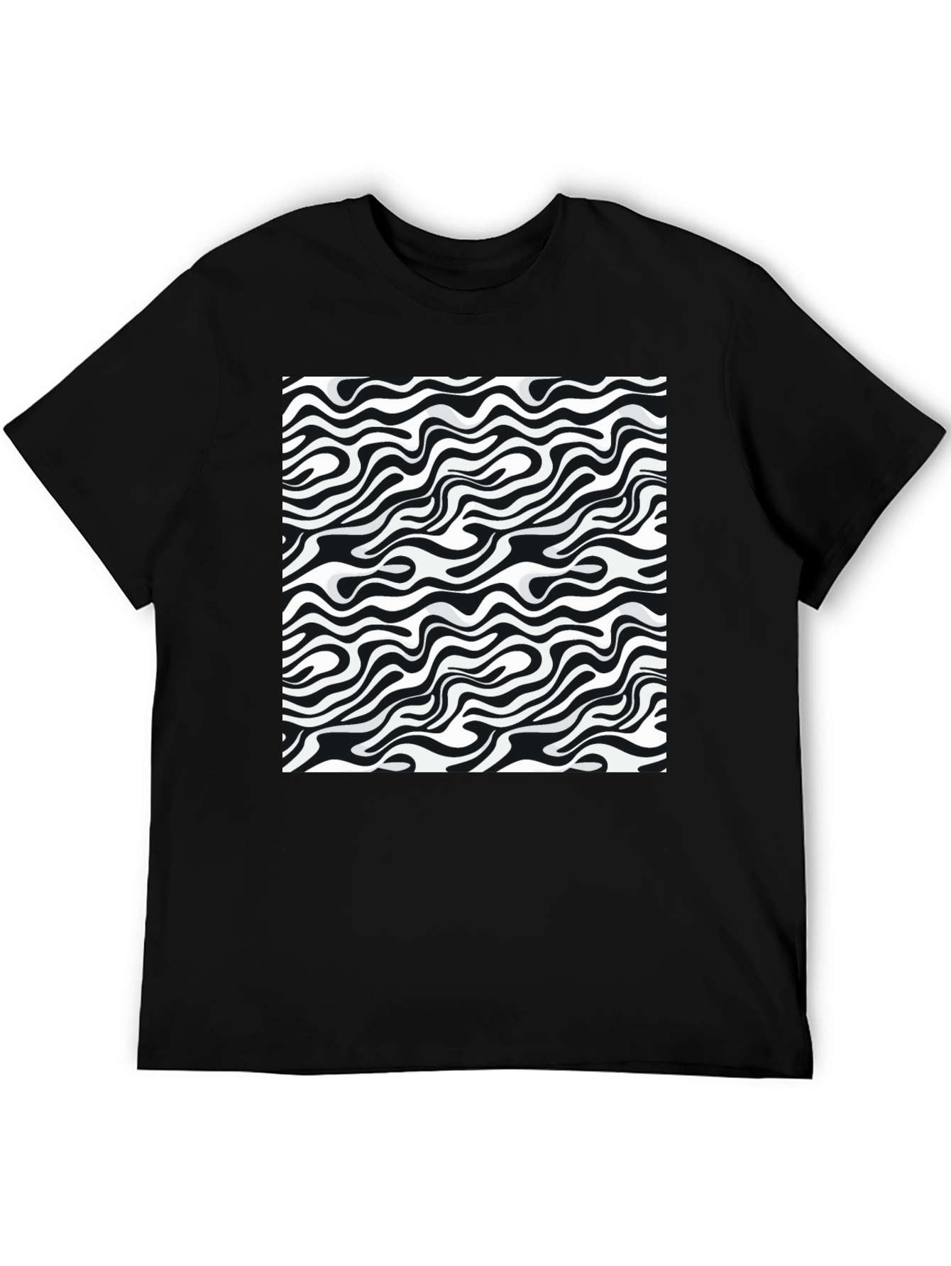 Abstract Zebra Print Black T-Shirt