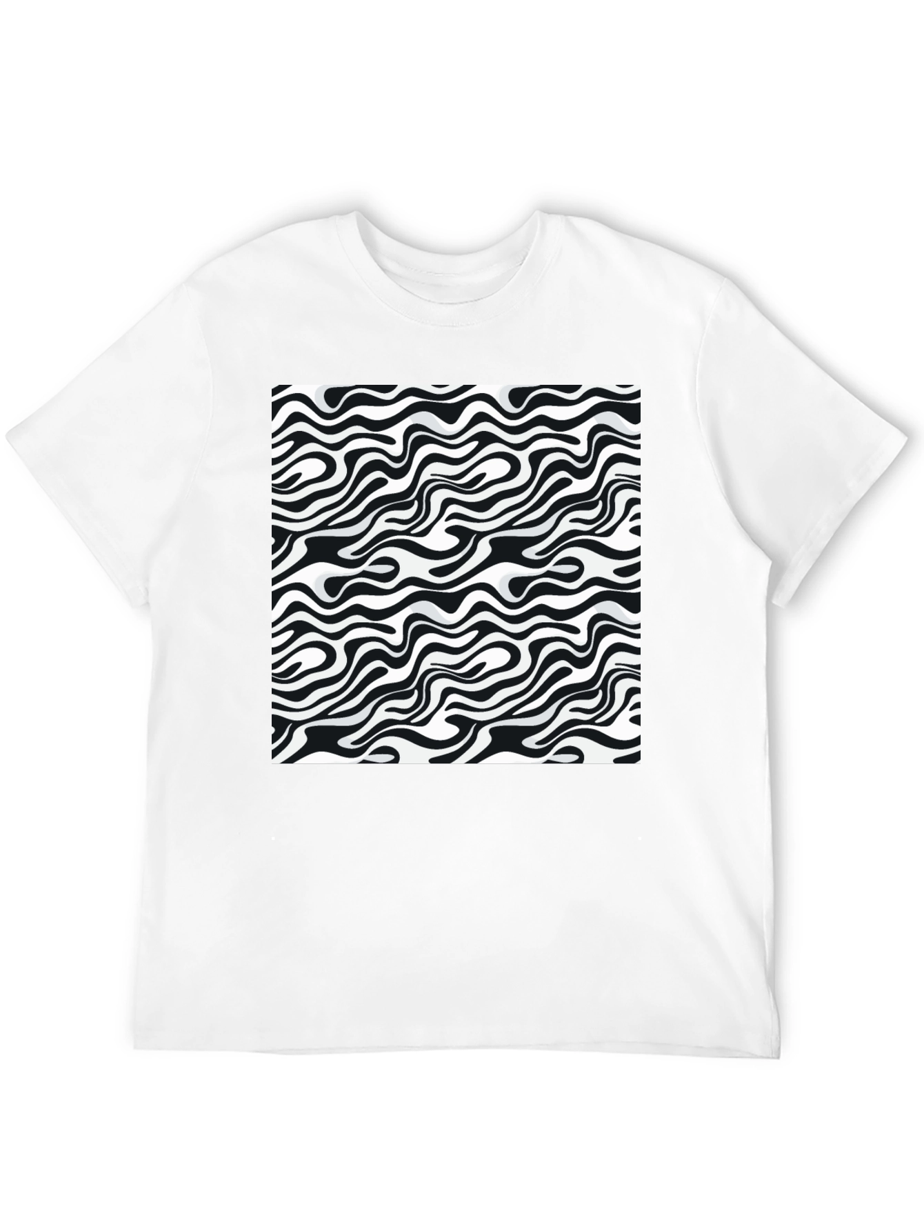 Abstract Zebra Print Black T-Shirt
