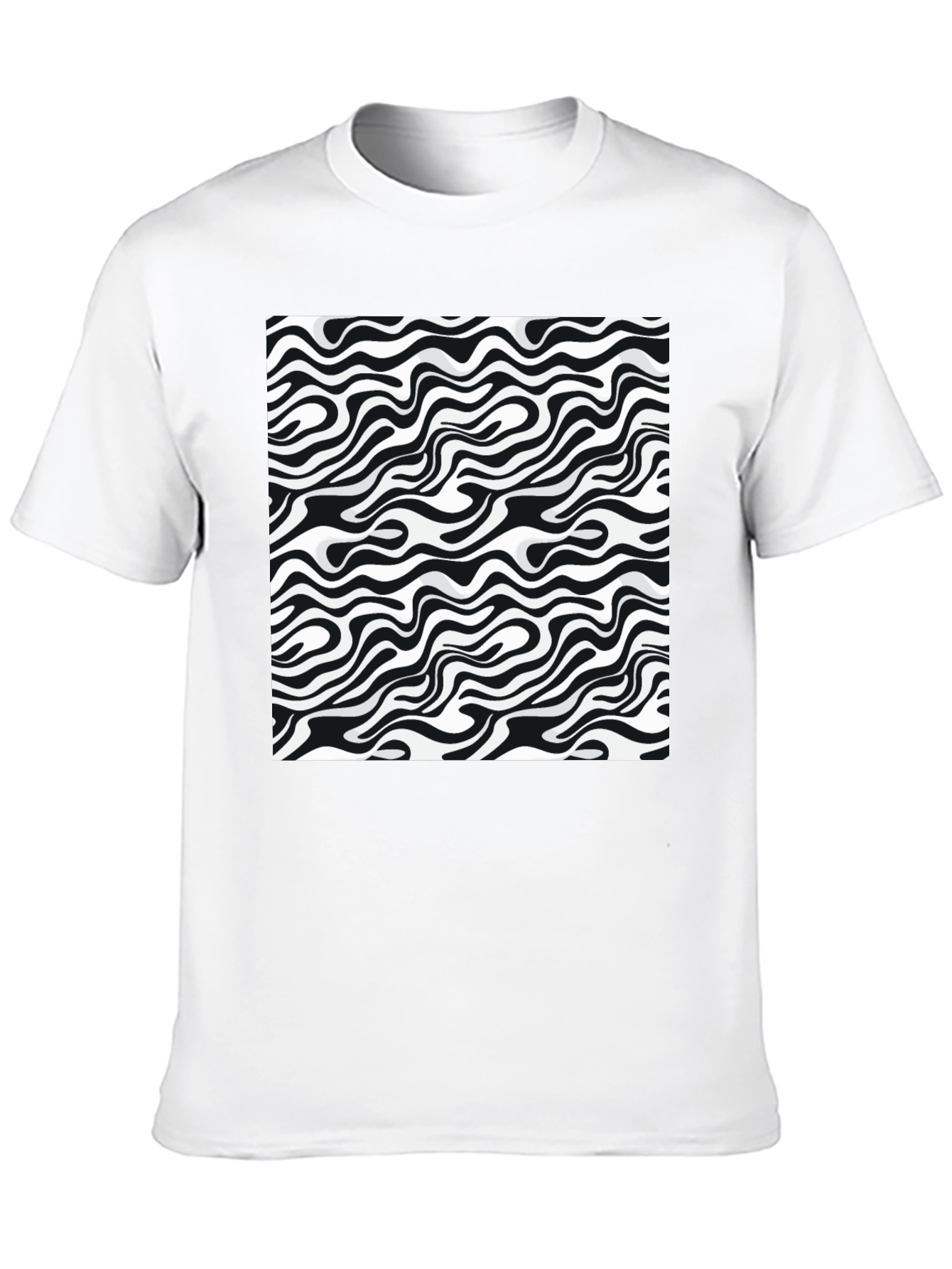 Abstract Zebra Print Black T-Shirt