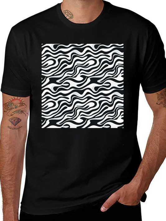 Abstract Zebra Print Black T-Shirt