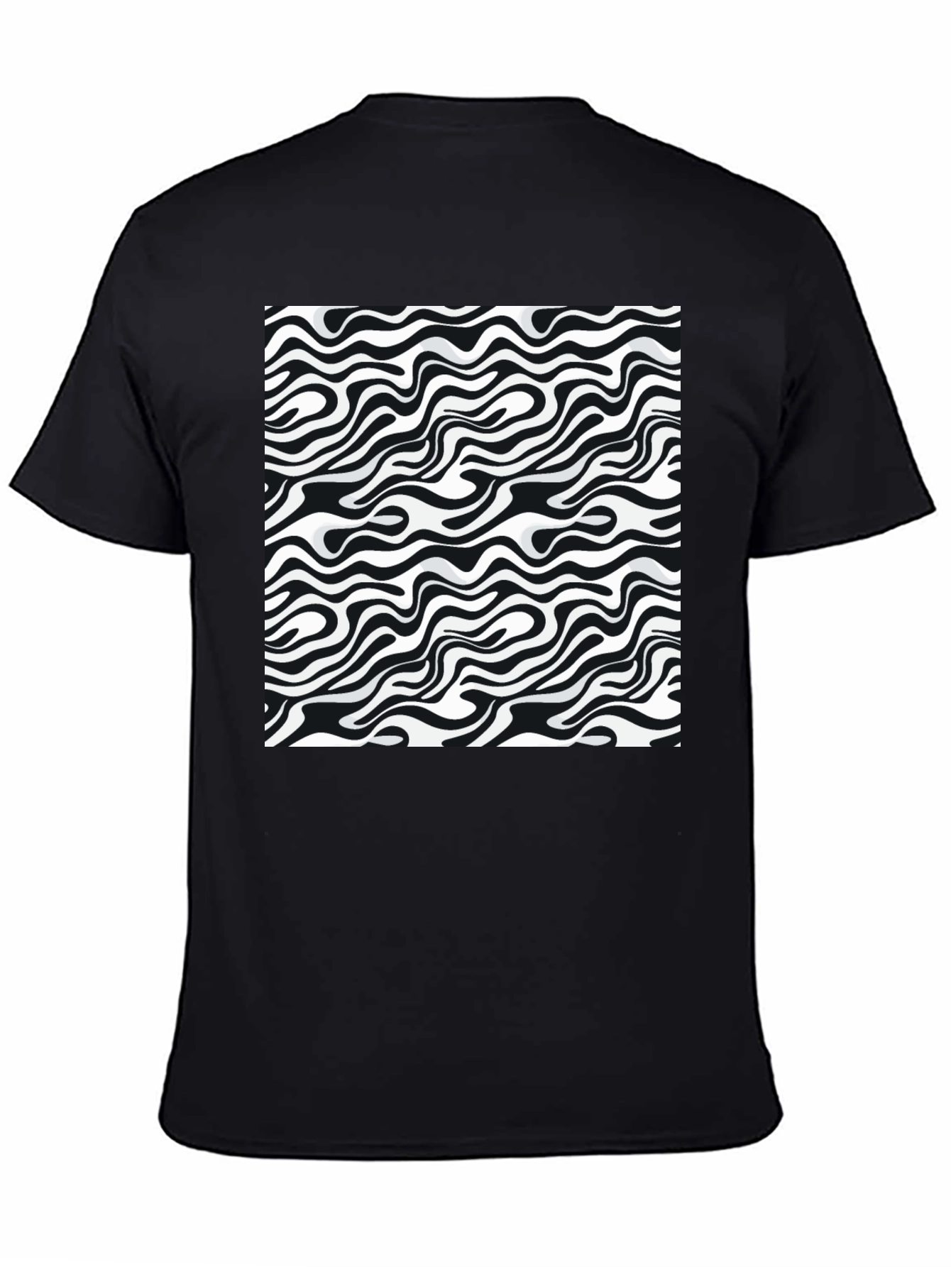 Abstract Zebra Print Black T-Shirt