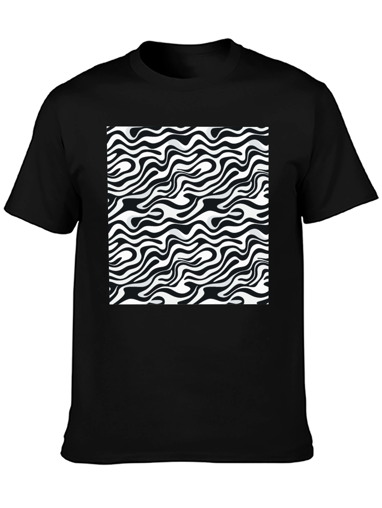 Abstract Zebra Print Black T-Shirt