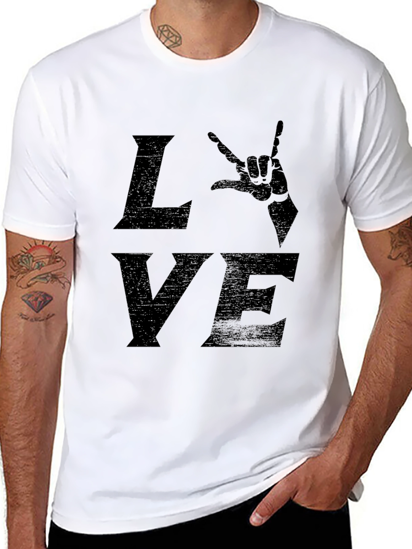 Rock On Love Graphic Tee - Black Crewneck