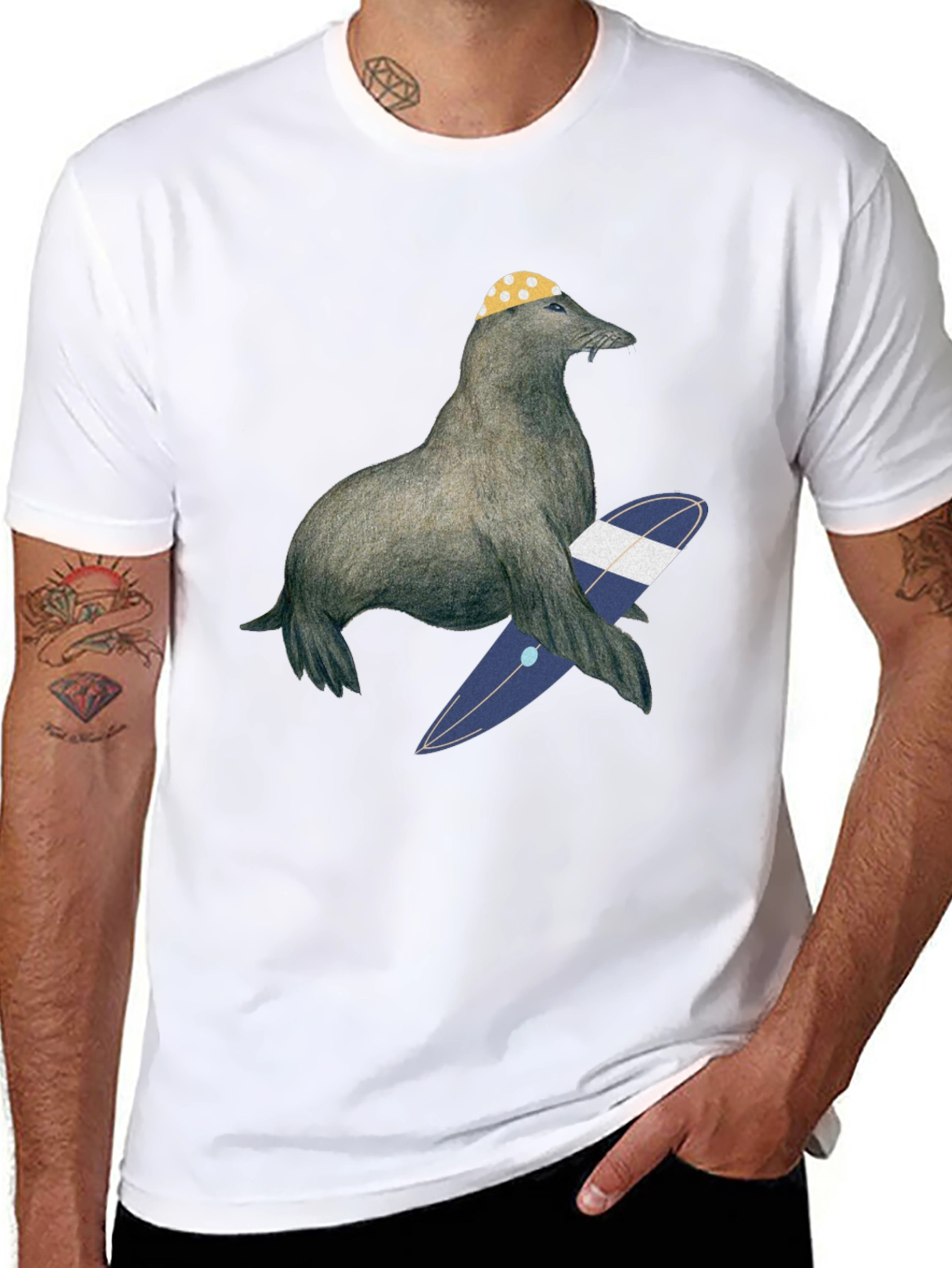 Surfing Seal T-Shirt - Cool Graphic Tee