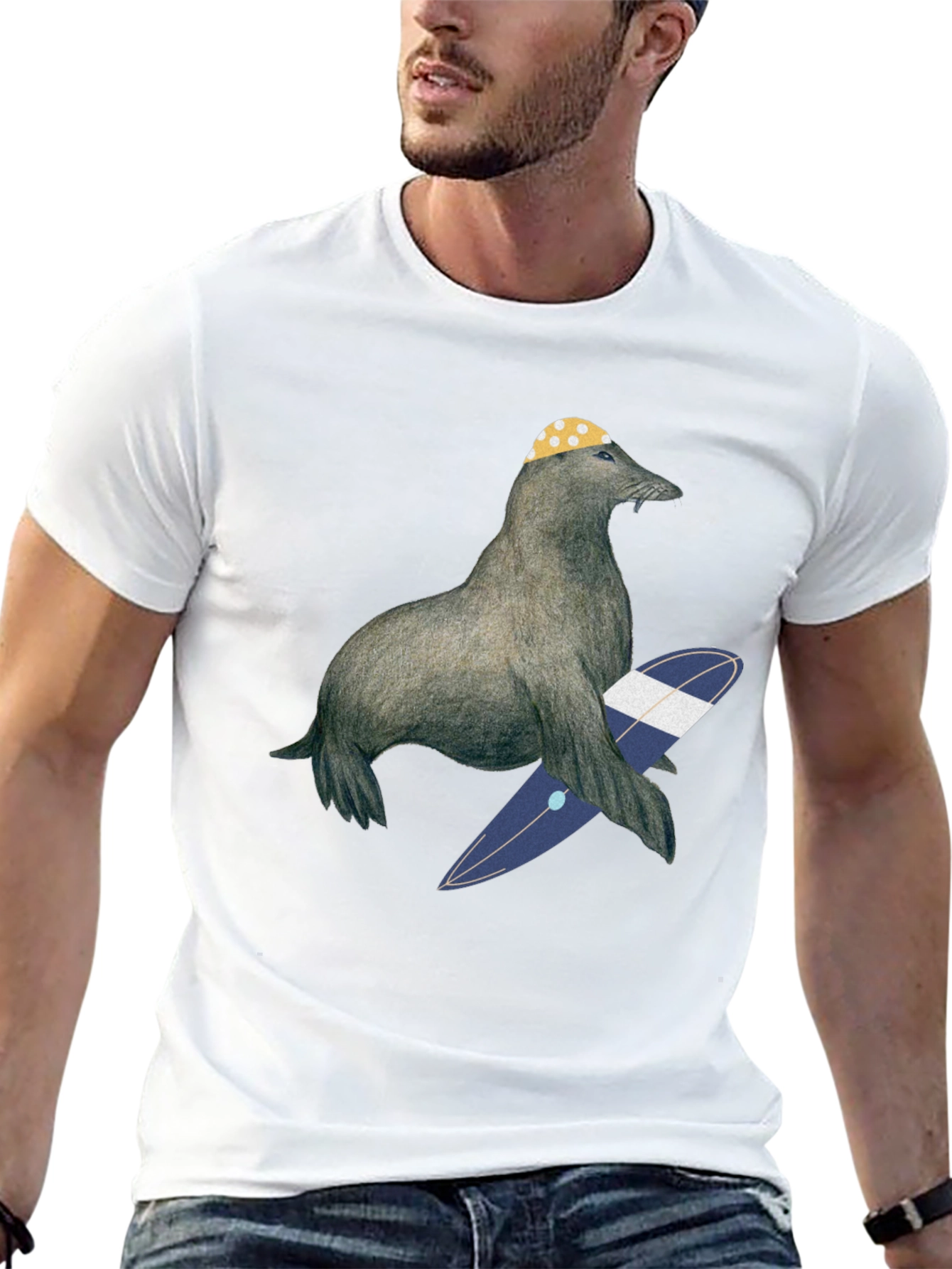 Surfing Seal T-Shirt - Cool Graphic Tee