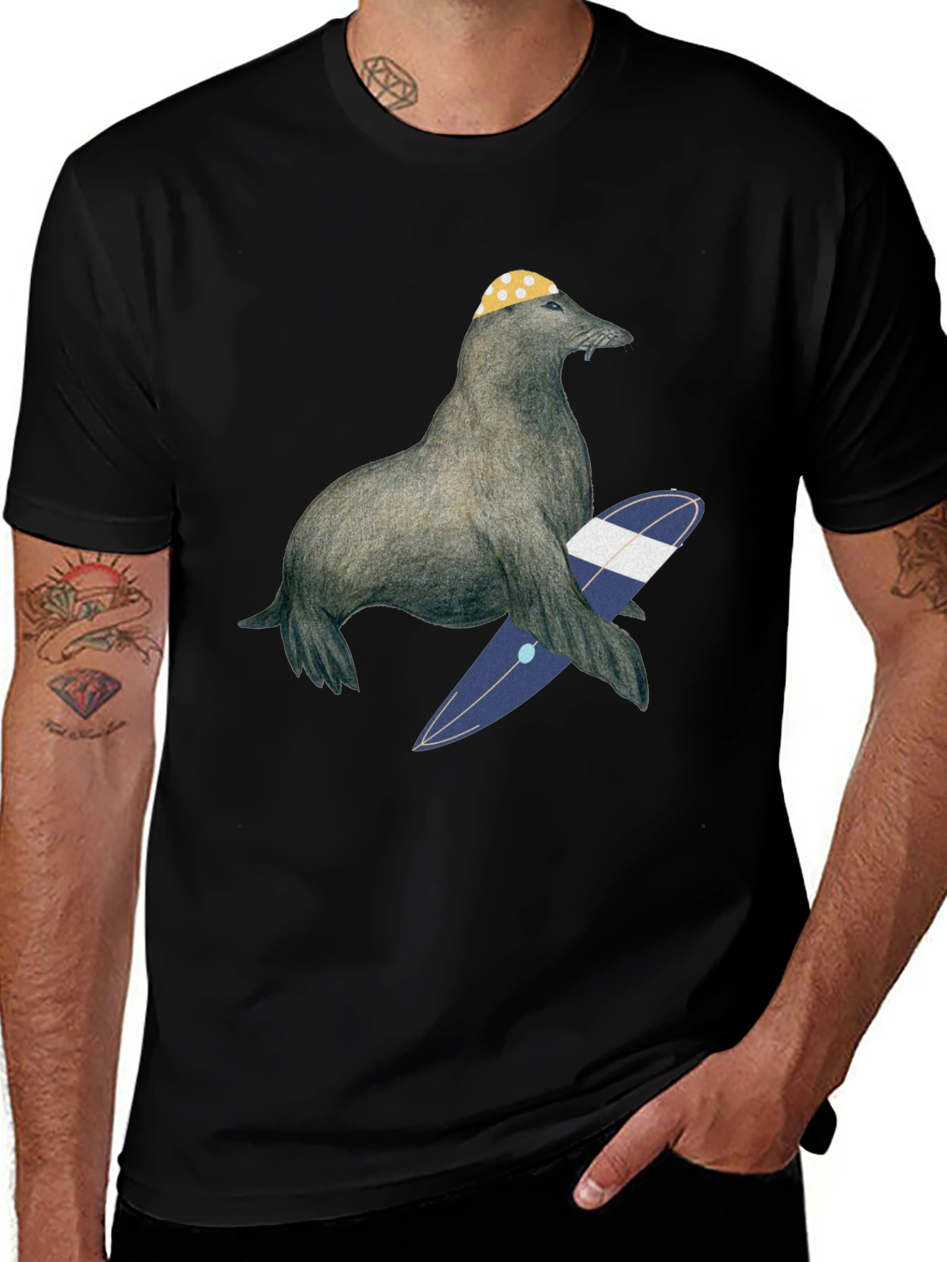 Surfing Seal T-Shirt - Cool Graphic Tee