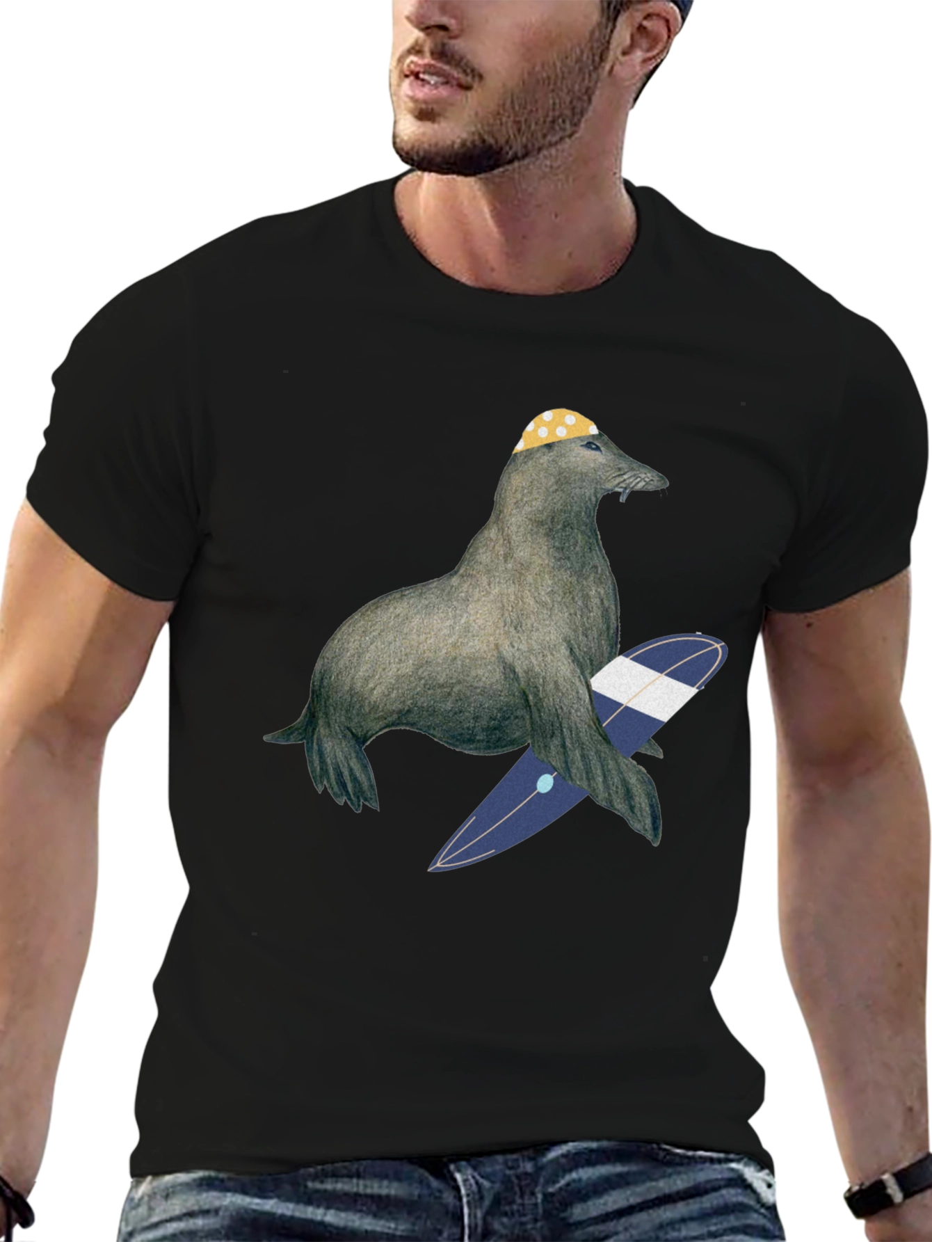 Surfing Seal T-Shirt - Cool Graphic Tee