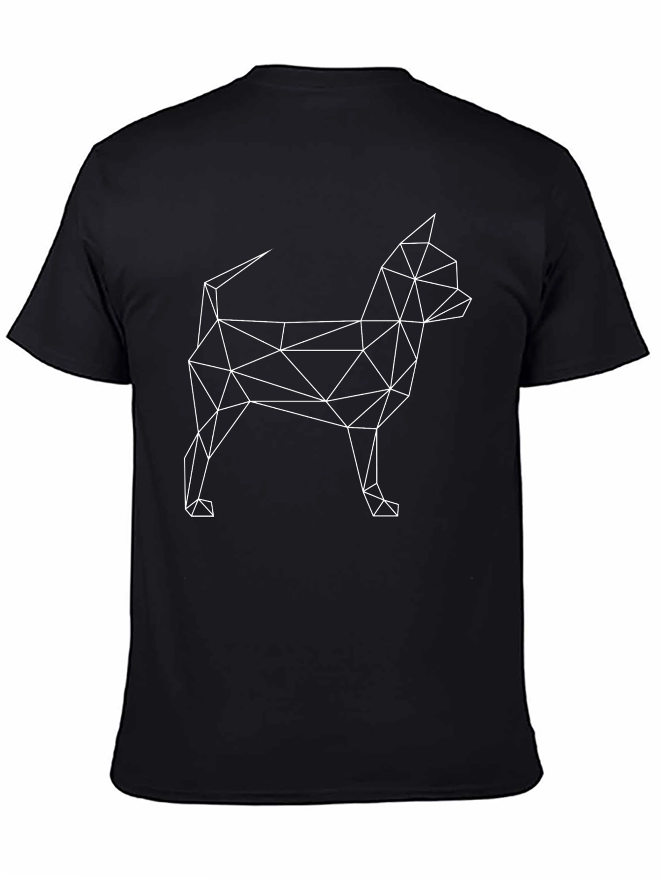 Geometric Dog Graphic Black T-Shirt