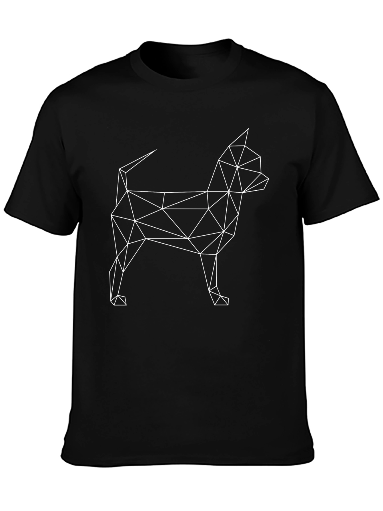 Geometric Dog Graphic Black T-Shirt