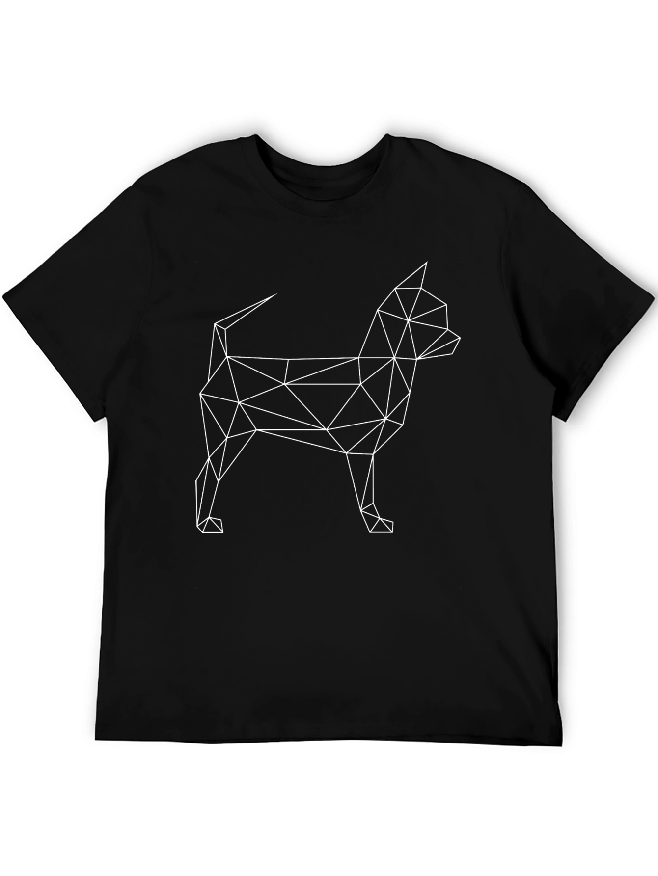 Geometric Dog Graphic Black T-Shirt