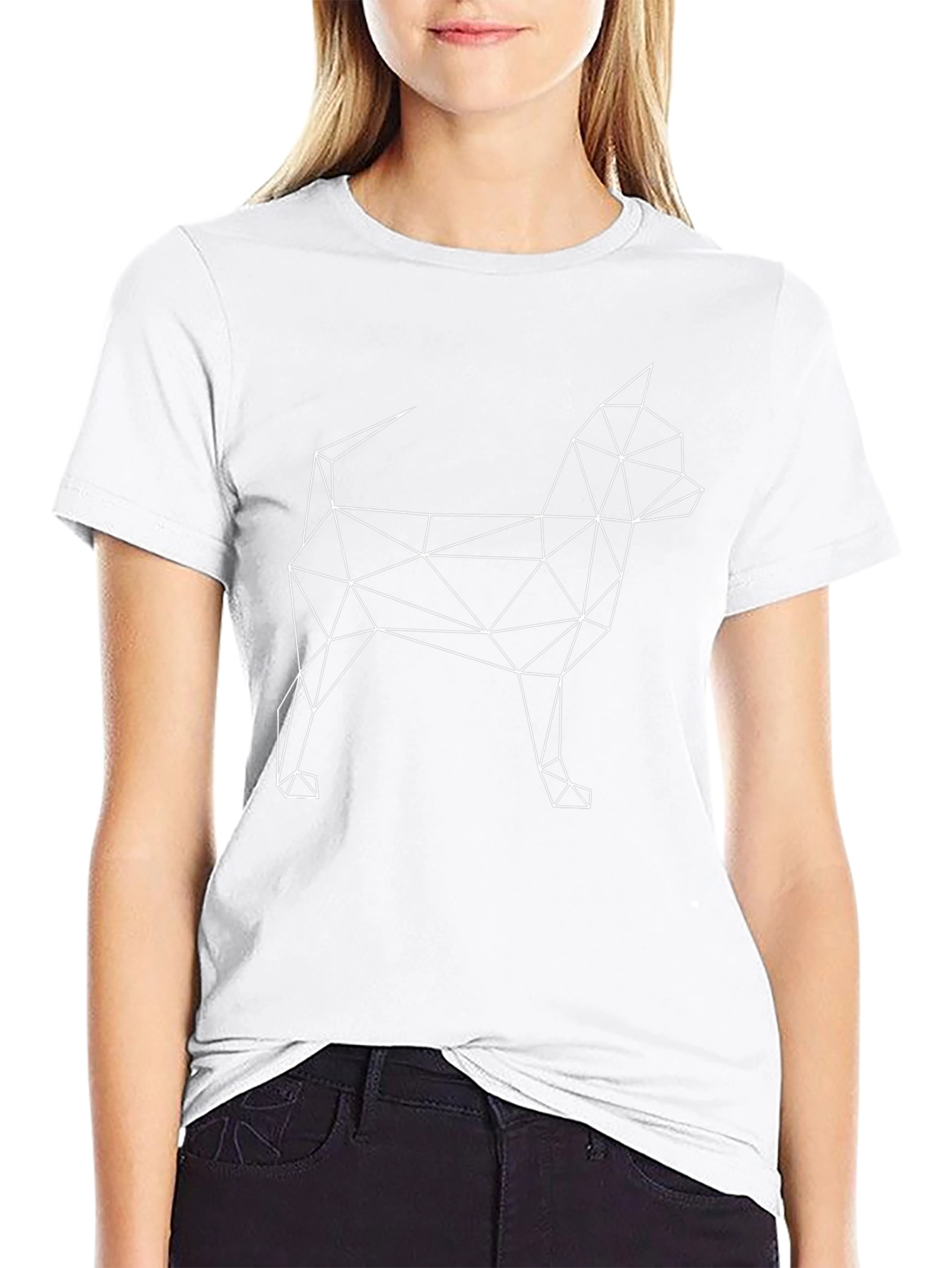 Geometric Dog Graphic Black T-Shirt