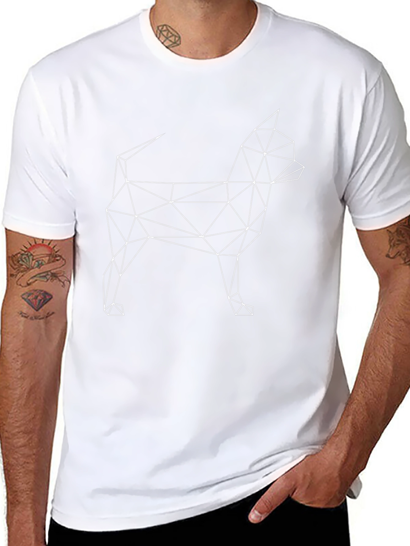Geometric Dog Graphic Black T-Shirt