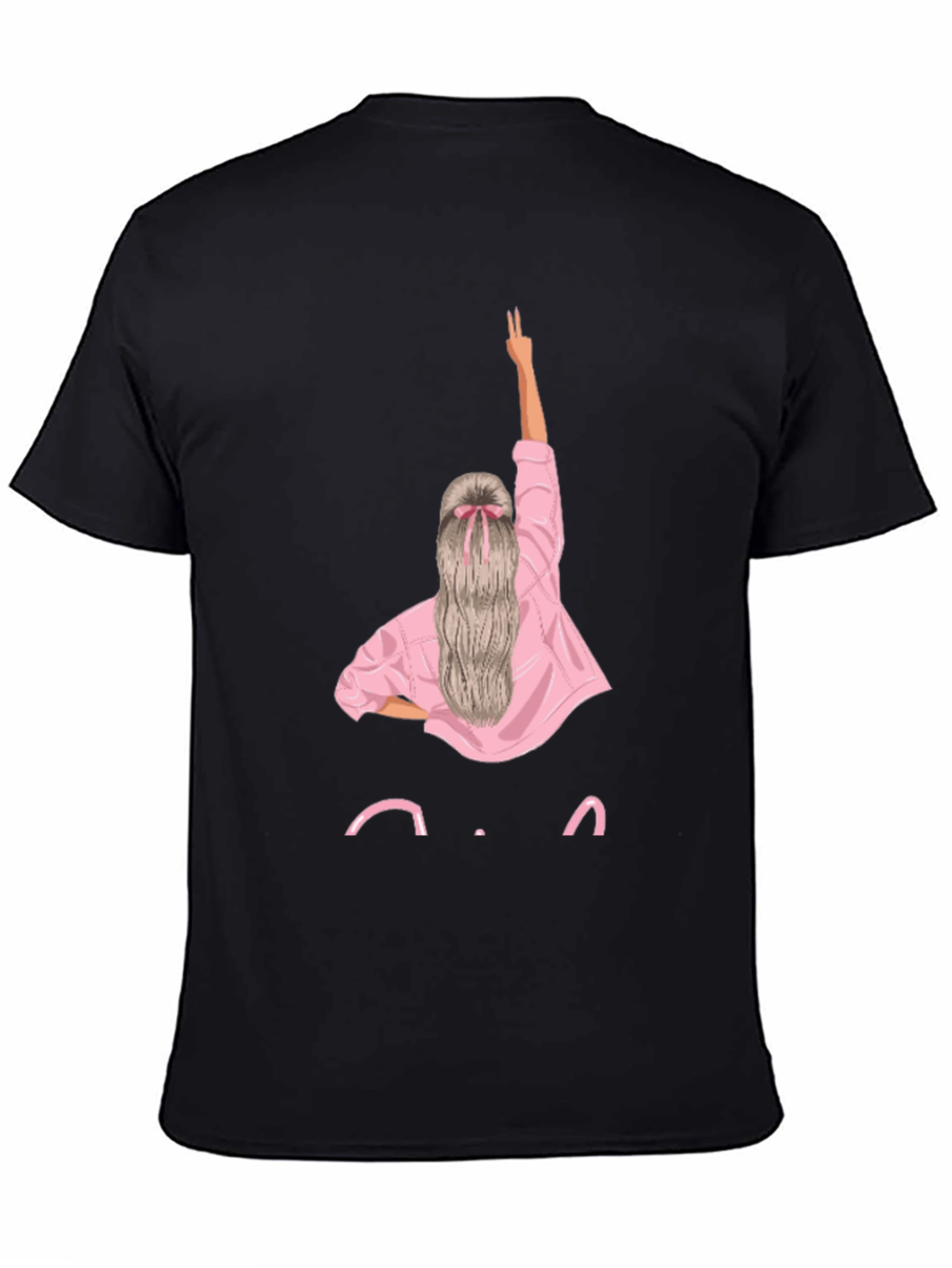 Trendy Black T-Shirt with Girl Graphic