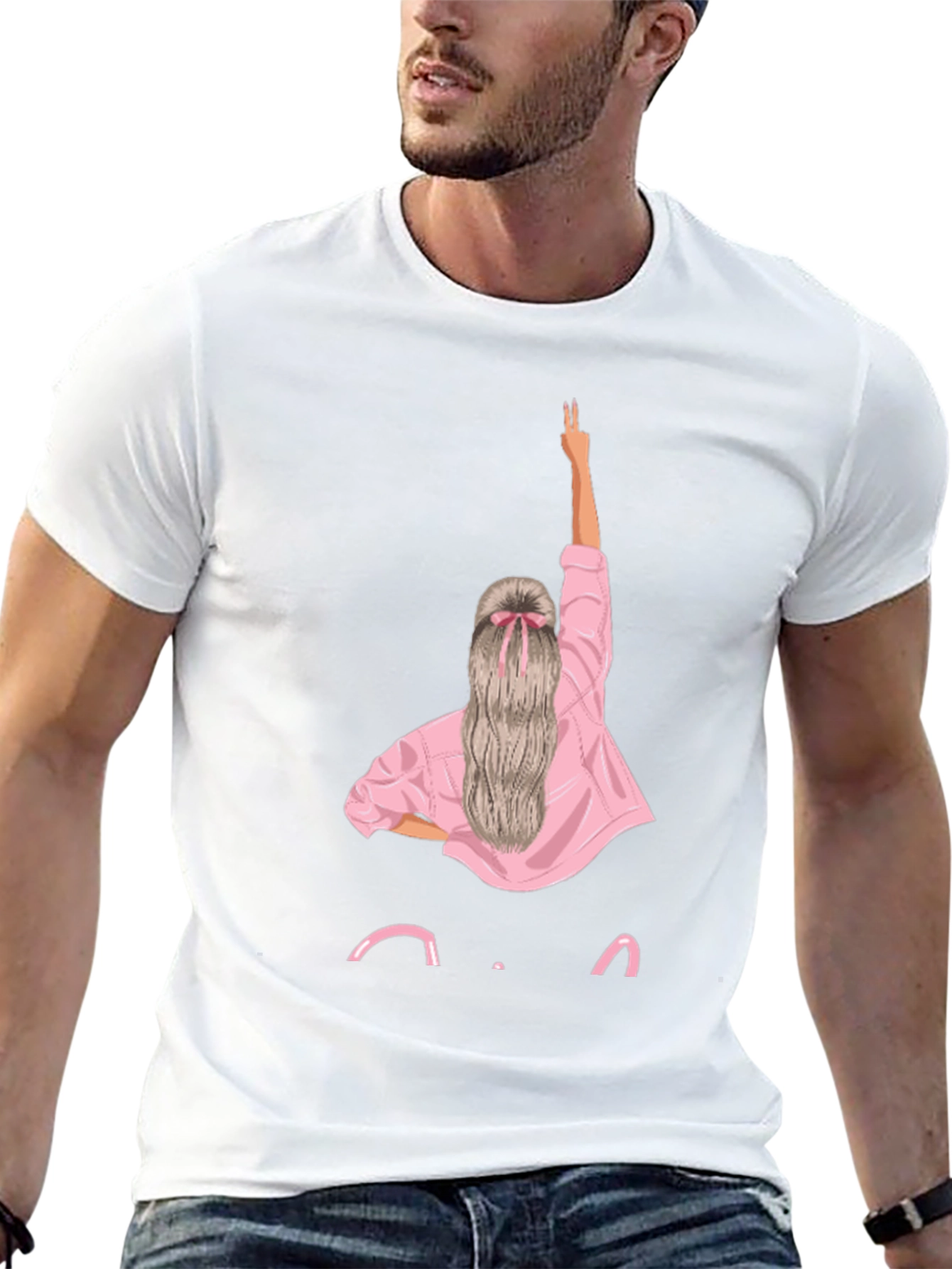 Trendy Black T-Shirt with Girl Graphic