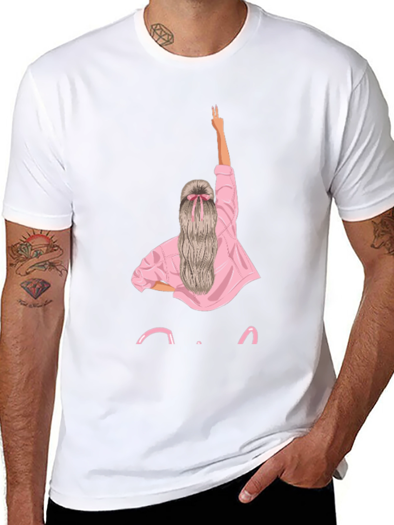 Trendy Black T-Shirt with Girl Graphic