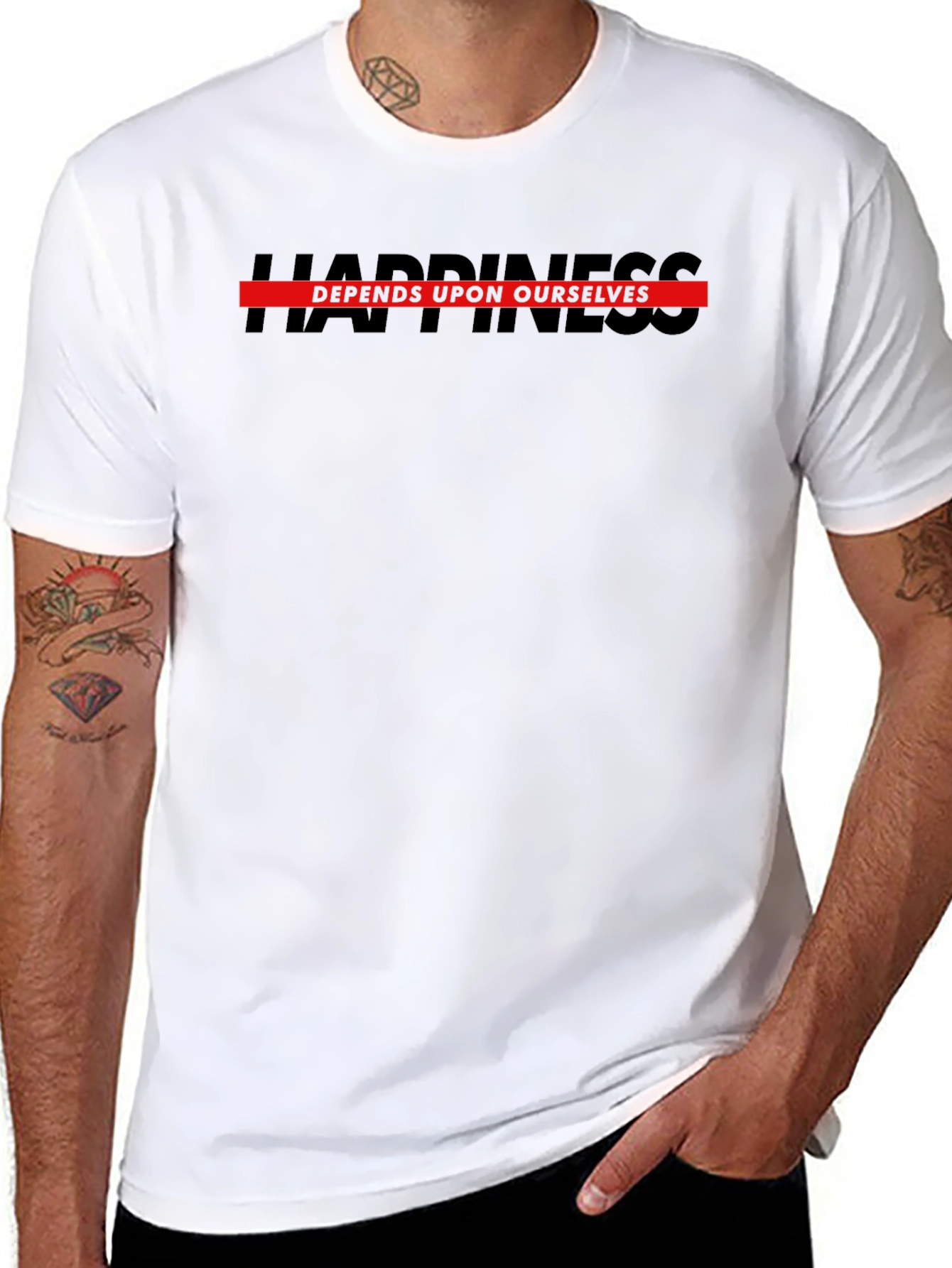 Happiness Depends Upon Ourselves Black T-Shirt