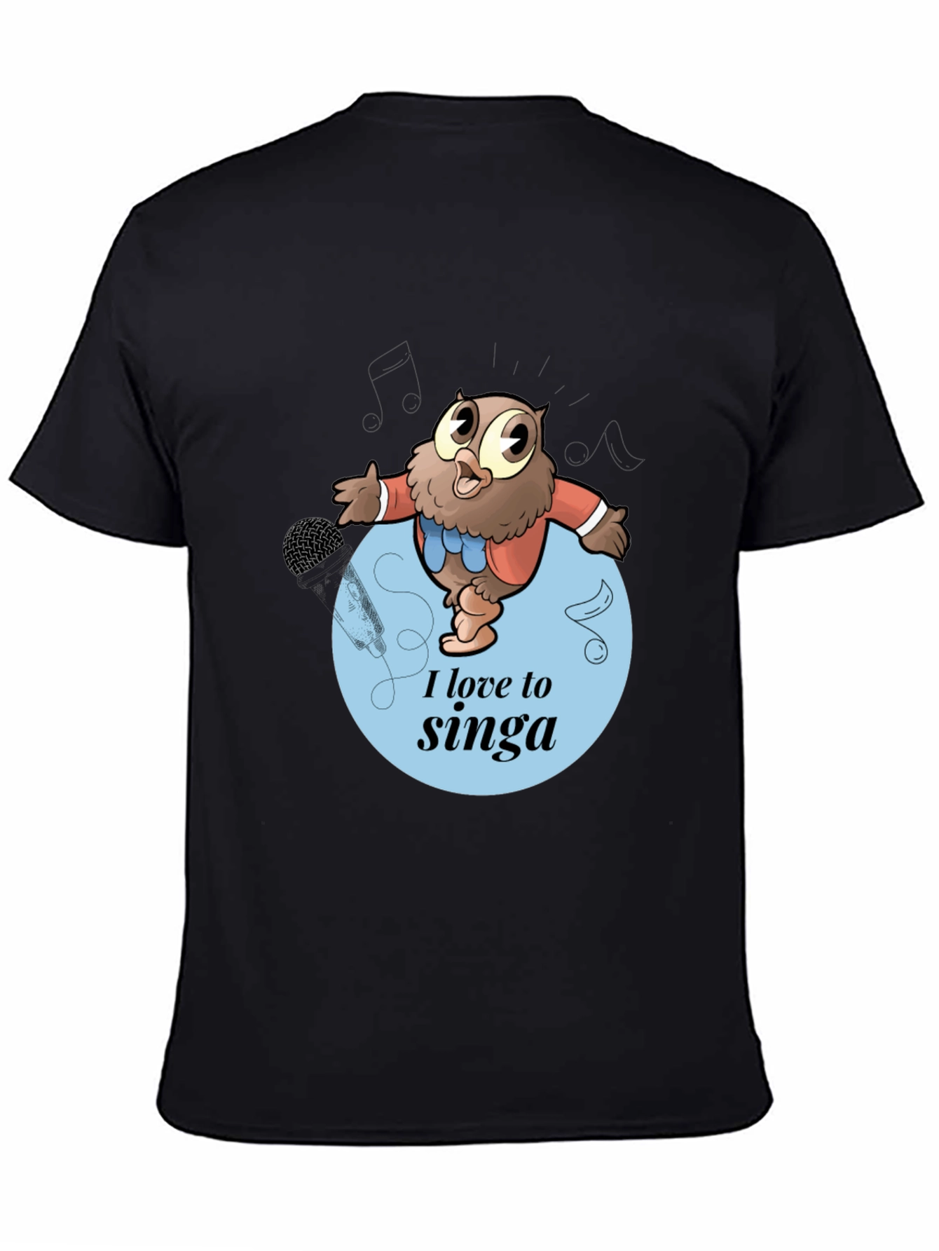 Singing Owl Graphic Tee - Mens Black T-Shirt