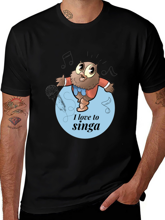 Singing Owl Graphic Tee - Mens Black T-Shirt