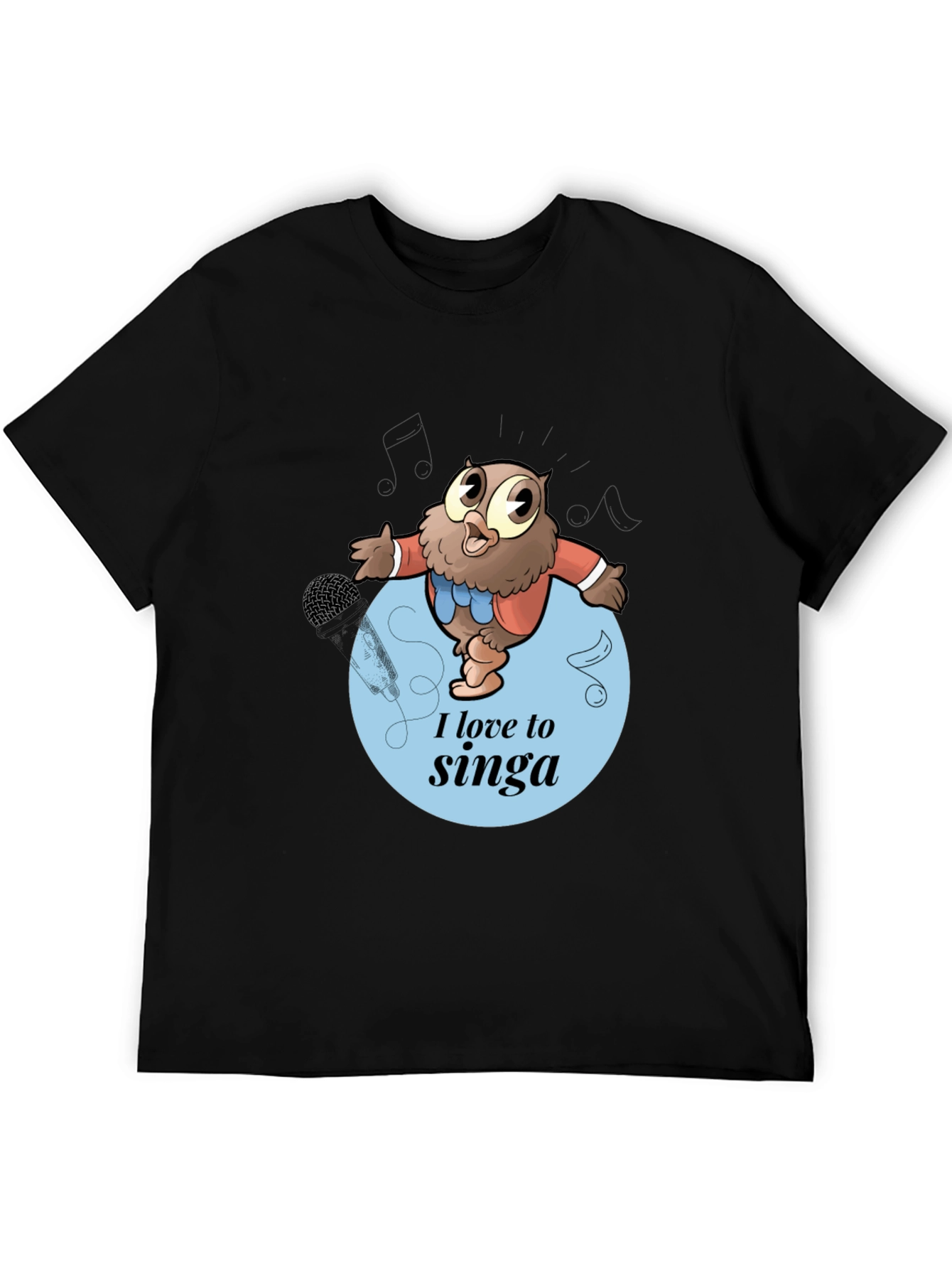 Singing Owl Graphic Tee - Mens Black T-Shirt
