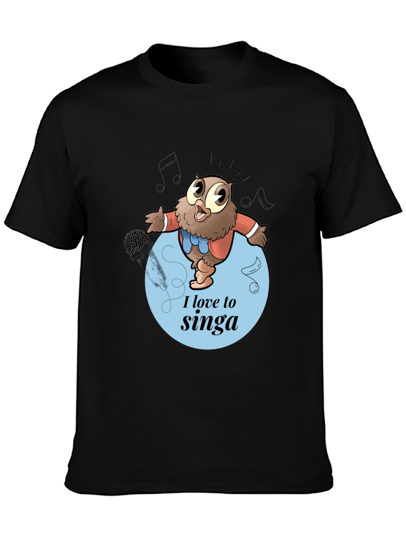 Singing Owl Graphic Tee - Mens Black T-Shirt