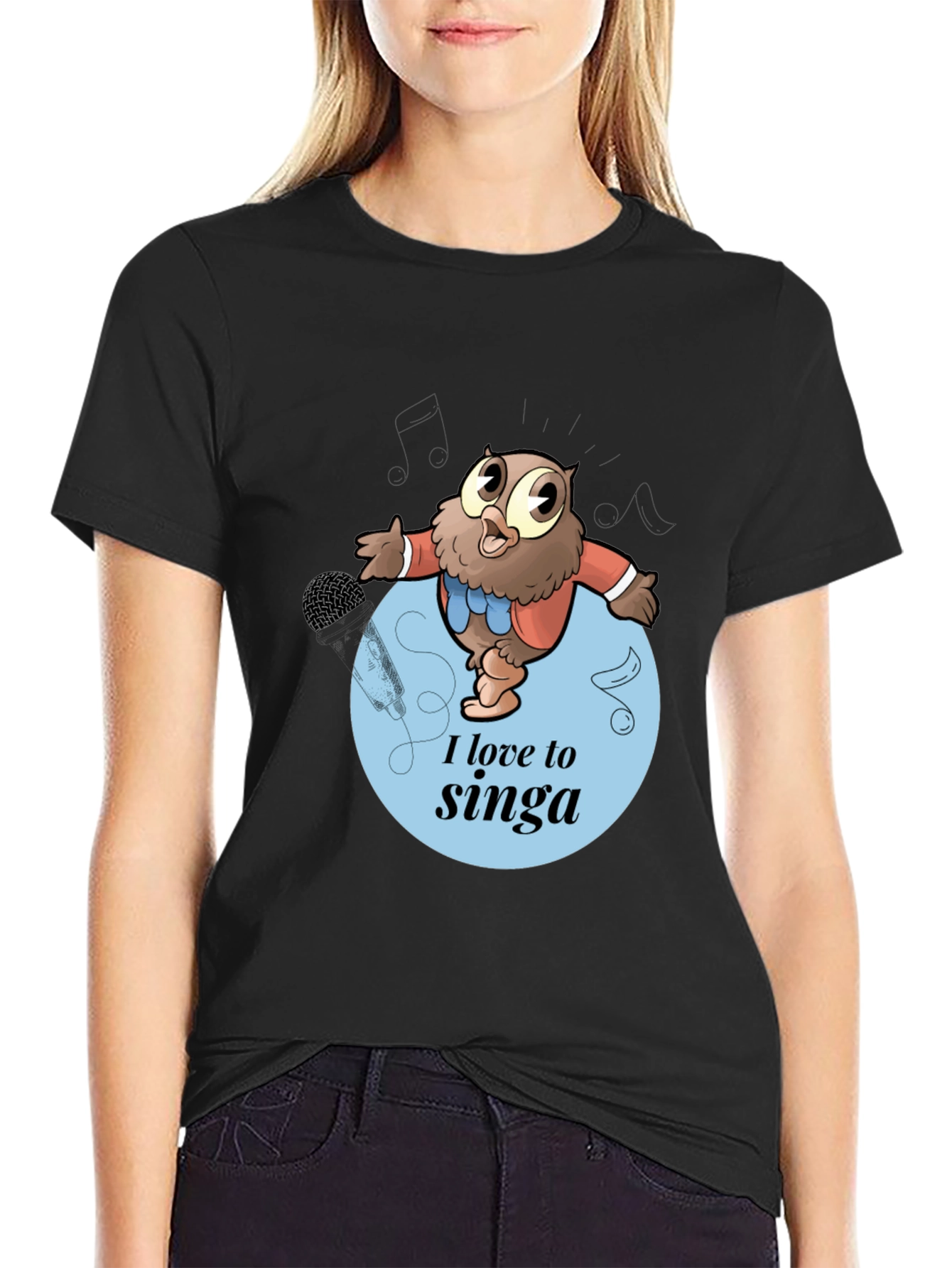 Singing Owl Graphic Tee - Mens Black T-Shirt