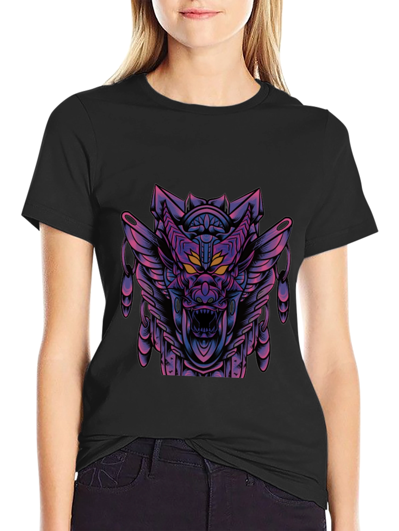 Cyberpunk Dragon Graphic Tee - Dark Style