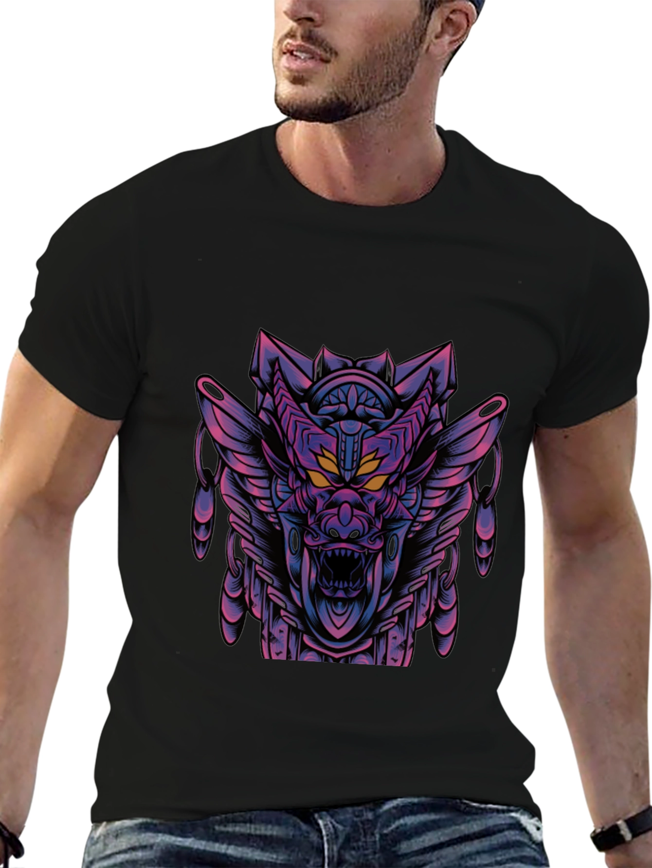 Cyberpunk Dragon Graphic Tee - Dark Style