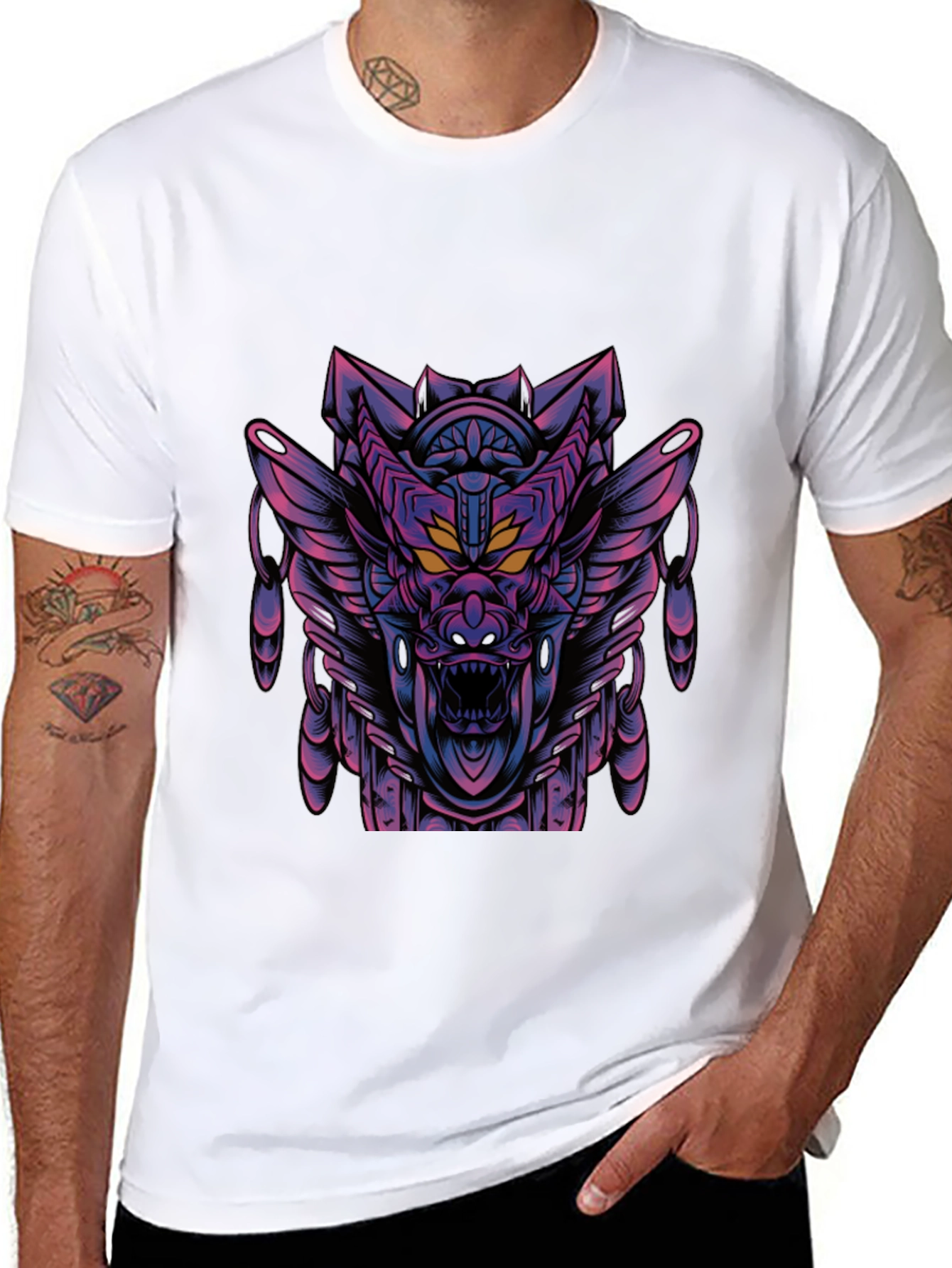 Cyberpunk Dragon Graphic Tee - Dark Style