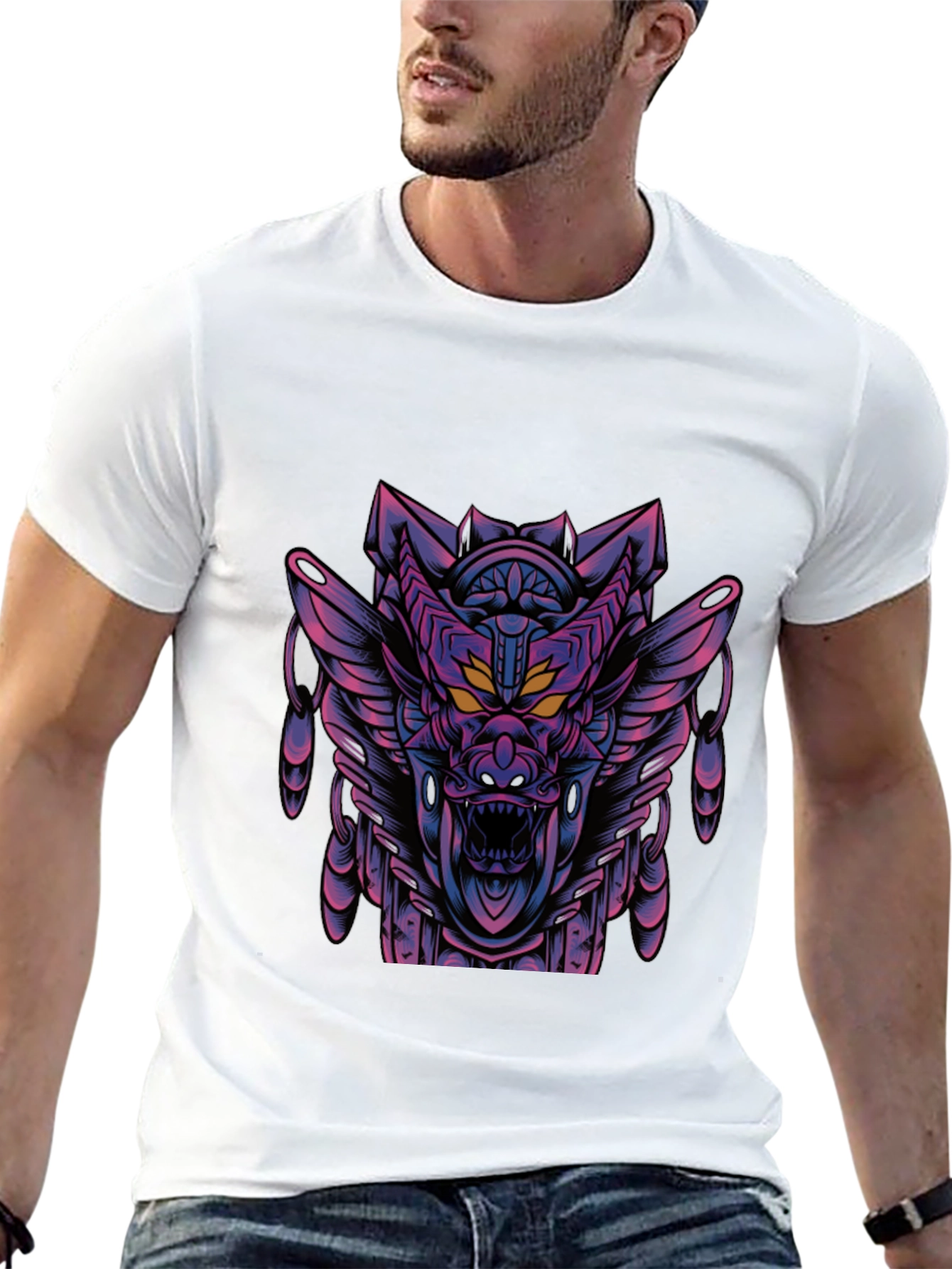 Cyberpunk Dragon Graphic Tee - Dark Style