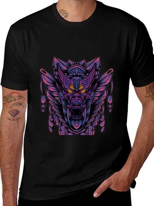 Cyberpunk Dragon Graphic Tee - Dark Style