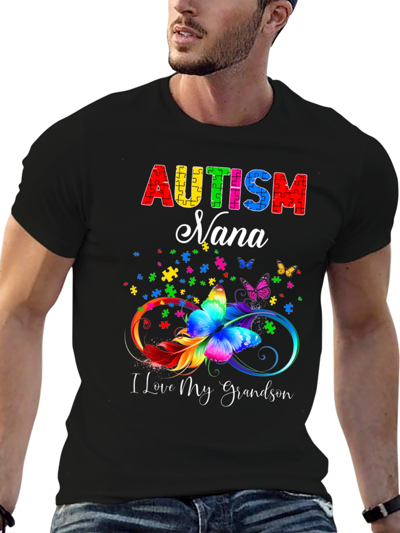 Autism Nana T-Shirt: Love My Grandson Tee