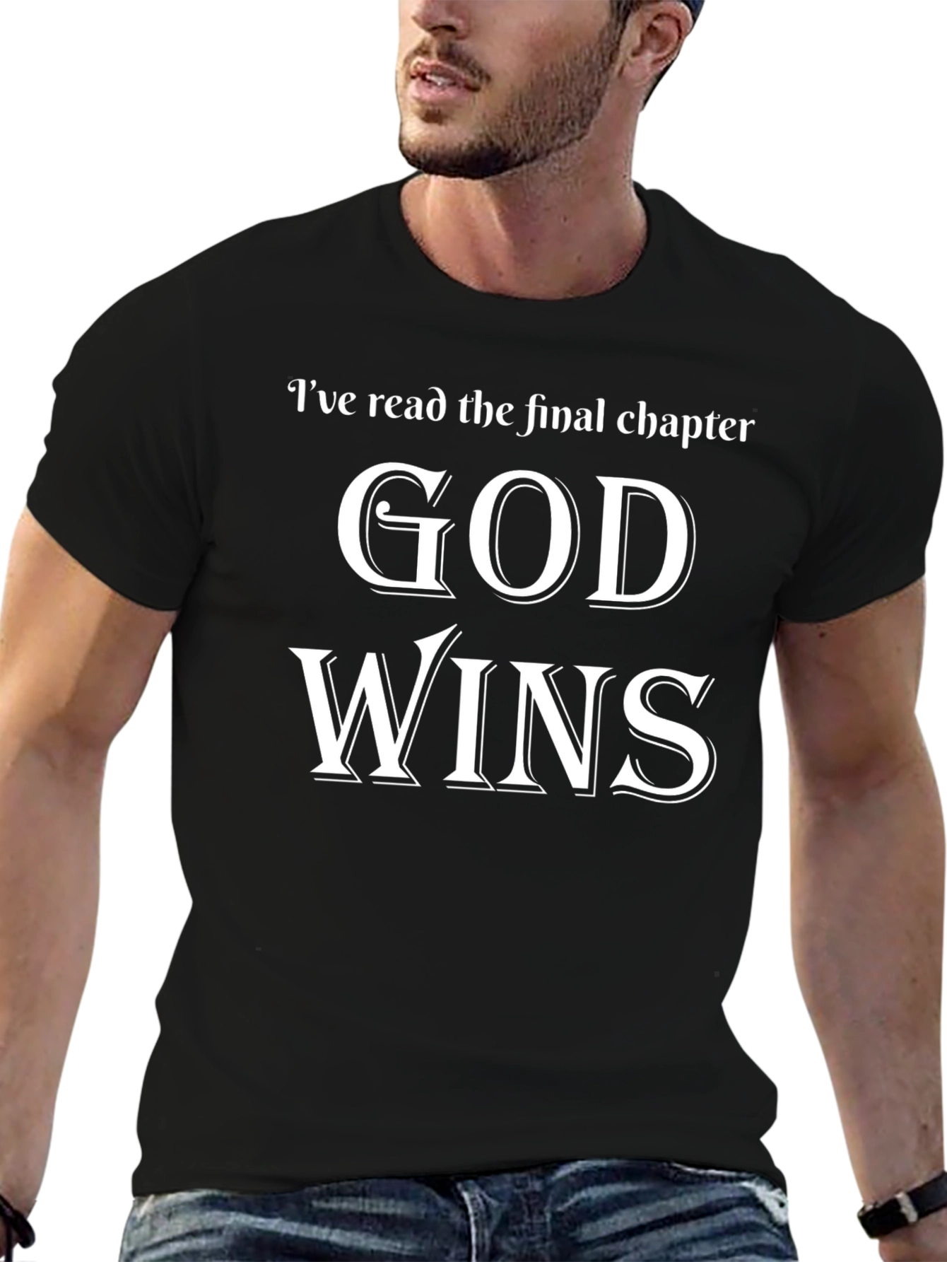 God Wins Black T-Shirt Christian Faith Apparel