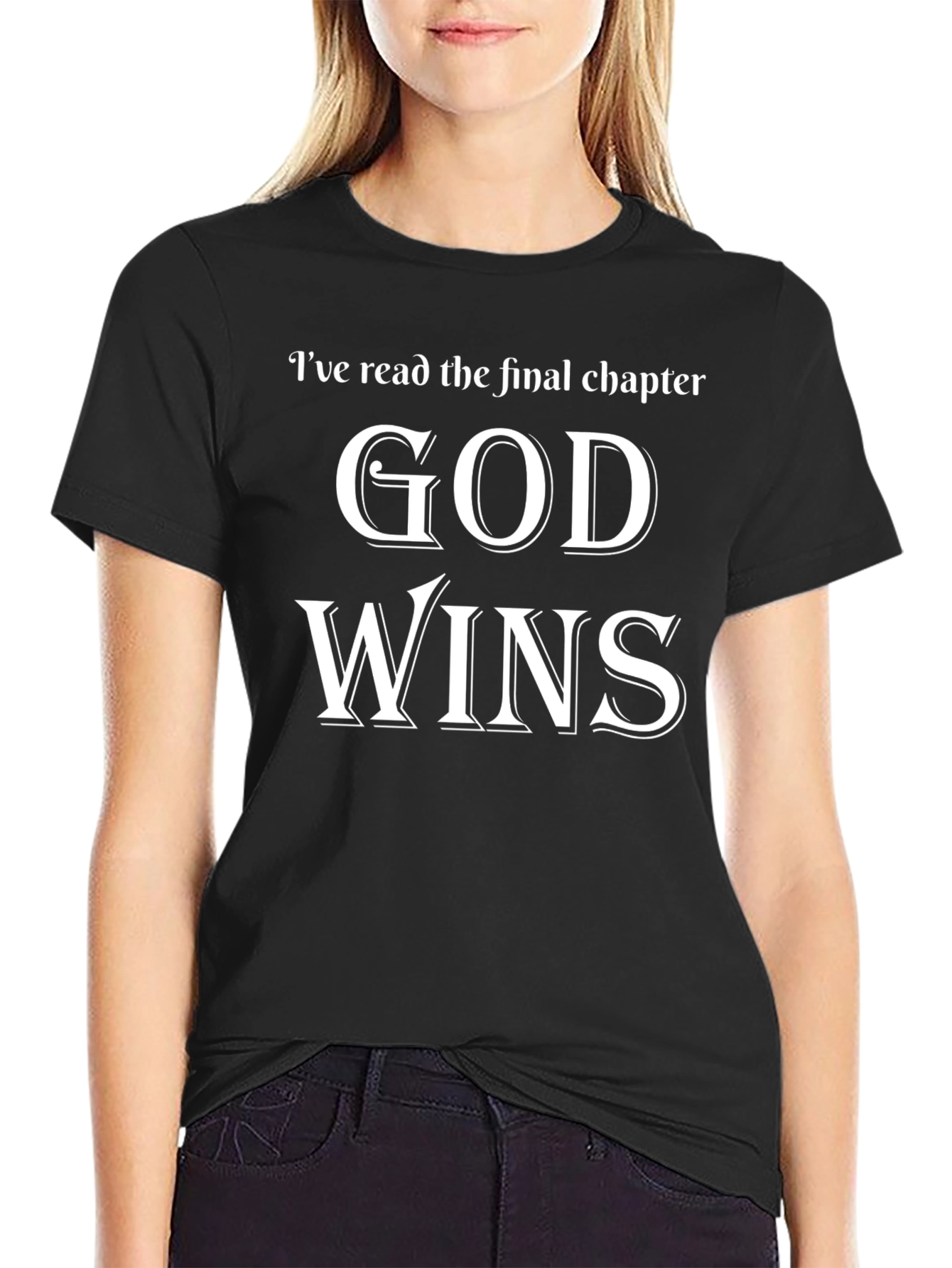 God Wins Black T-Shirt Christian Faith Apparel