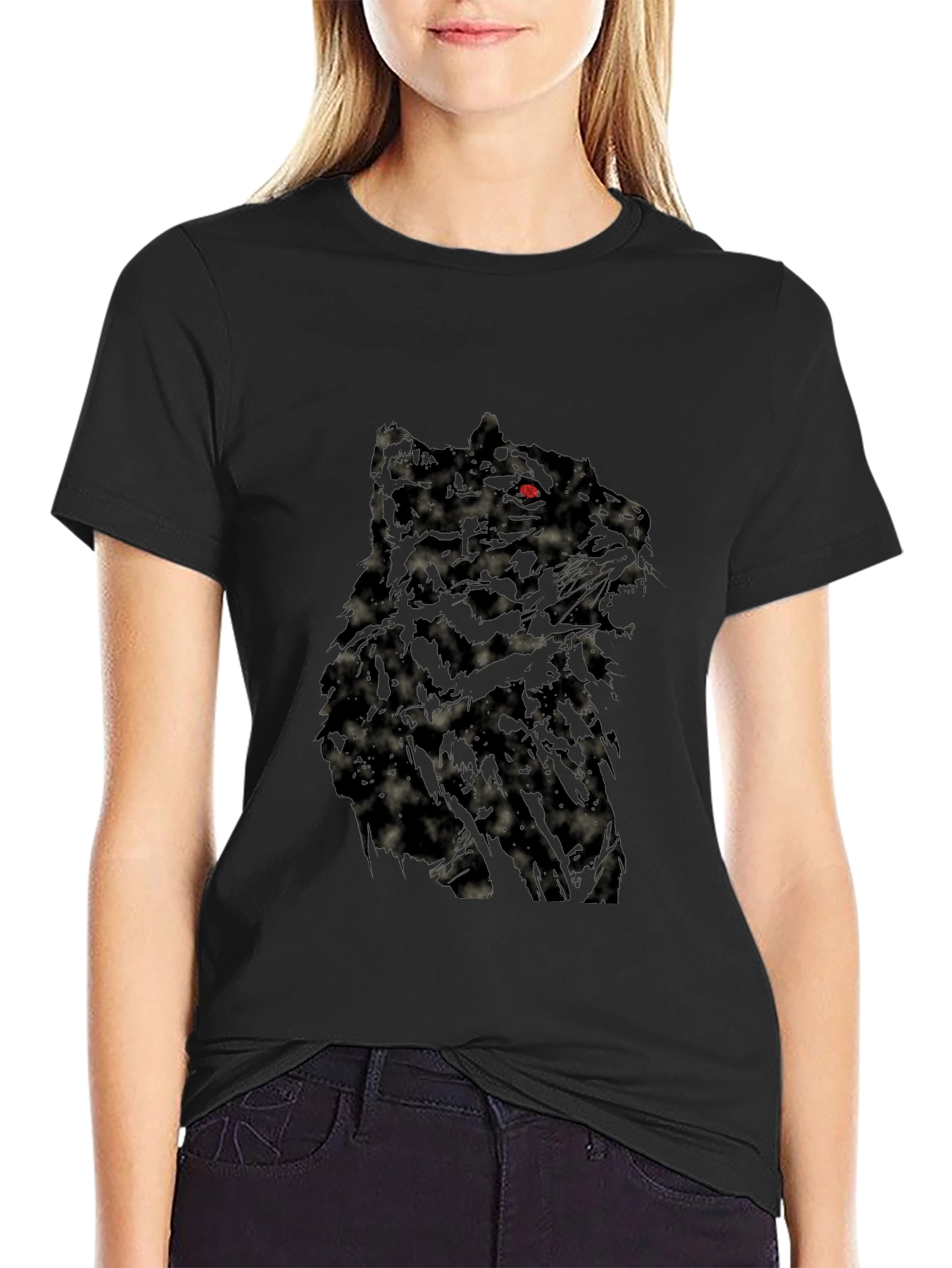 Mens Black Wolf Graphic T-Shirt