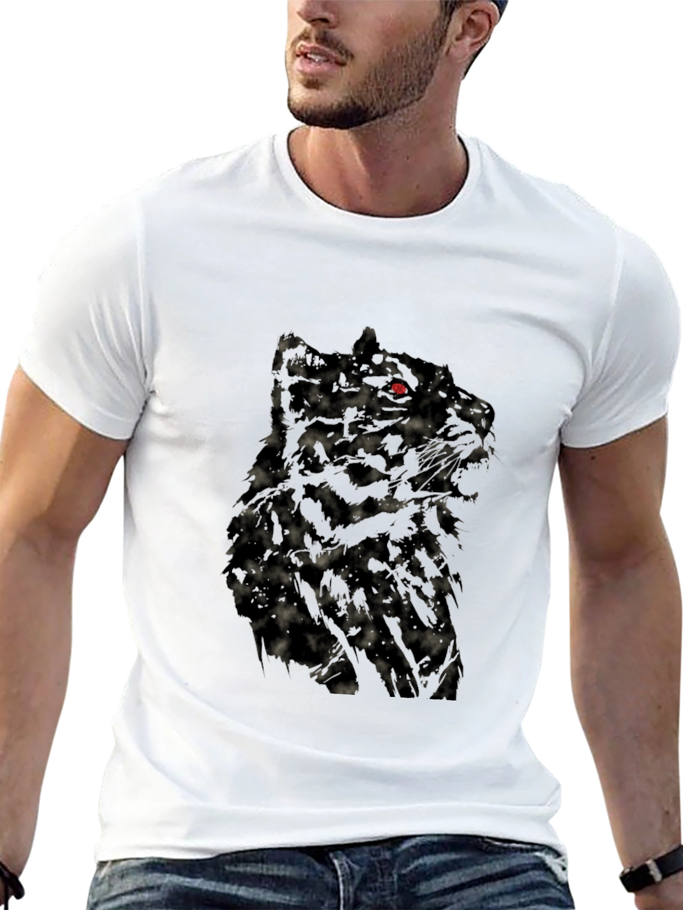 Mens Black Wolf Graphic T-Shirt