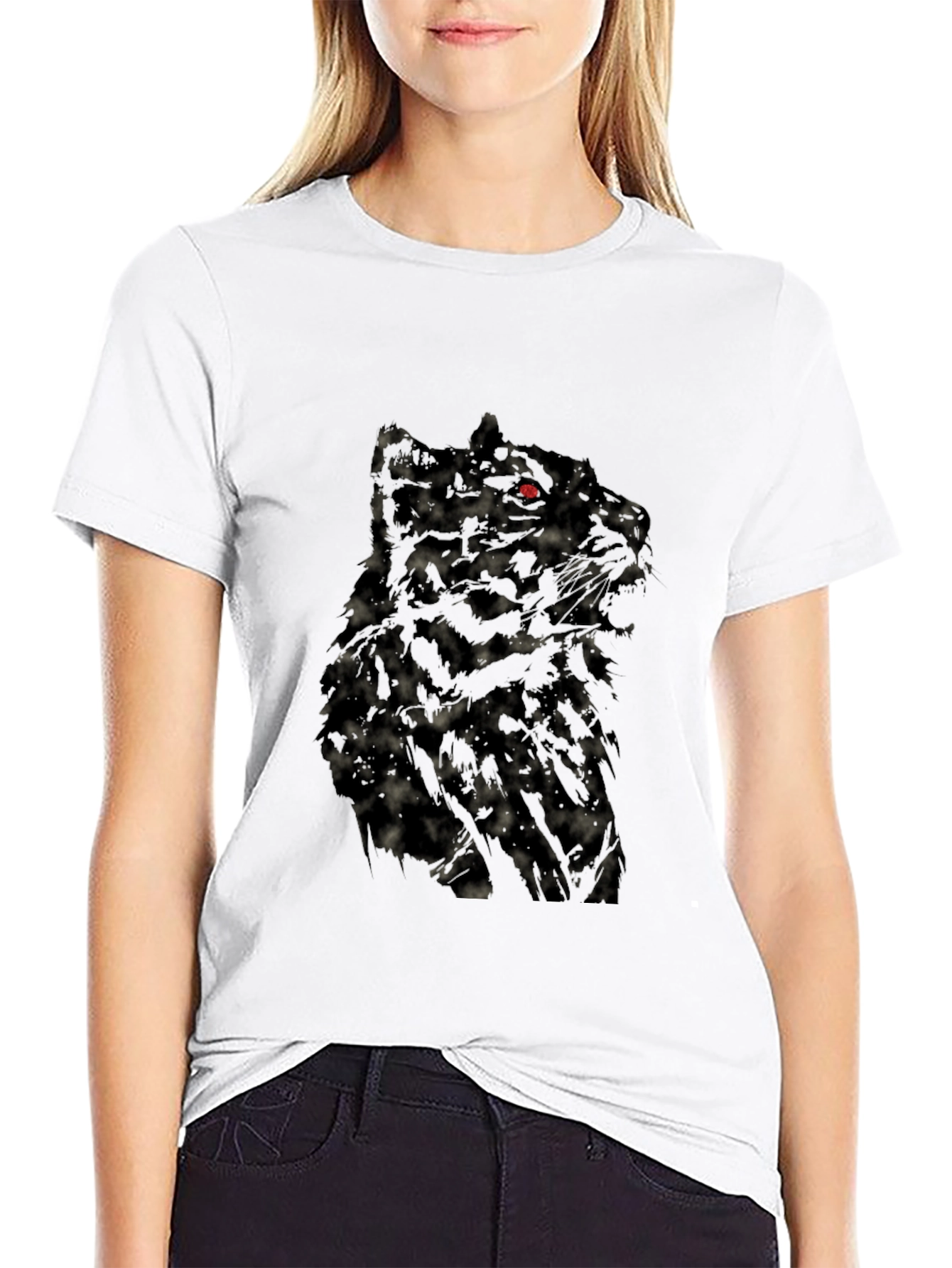 Mens Black Wolf Graphic T-Shirt