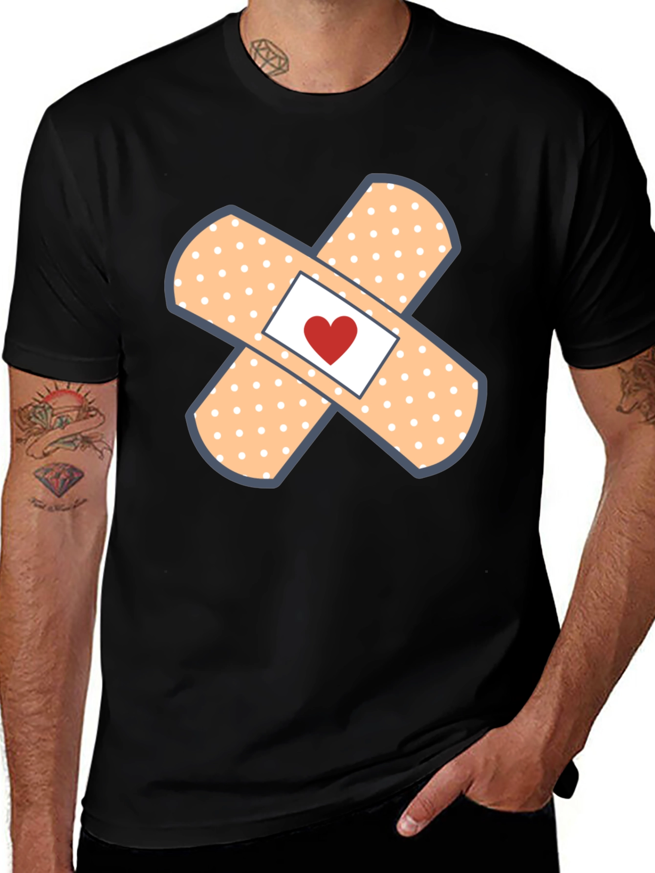 Heart Band-Aid Graphic Tee - Cute & Comfortable