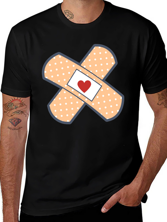 Heart Band-Aid Graphic Tee - Cute & Comfortable