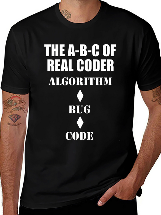 Coder Algorithm Bug Code Graphic Tee - Black Cotton
