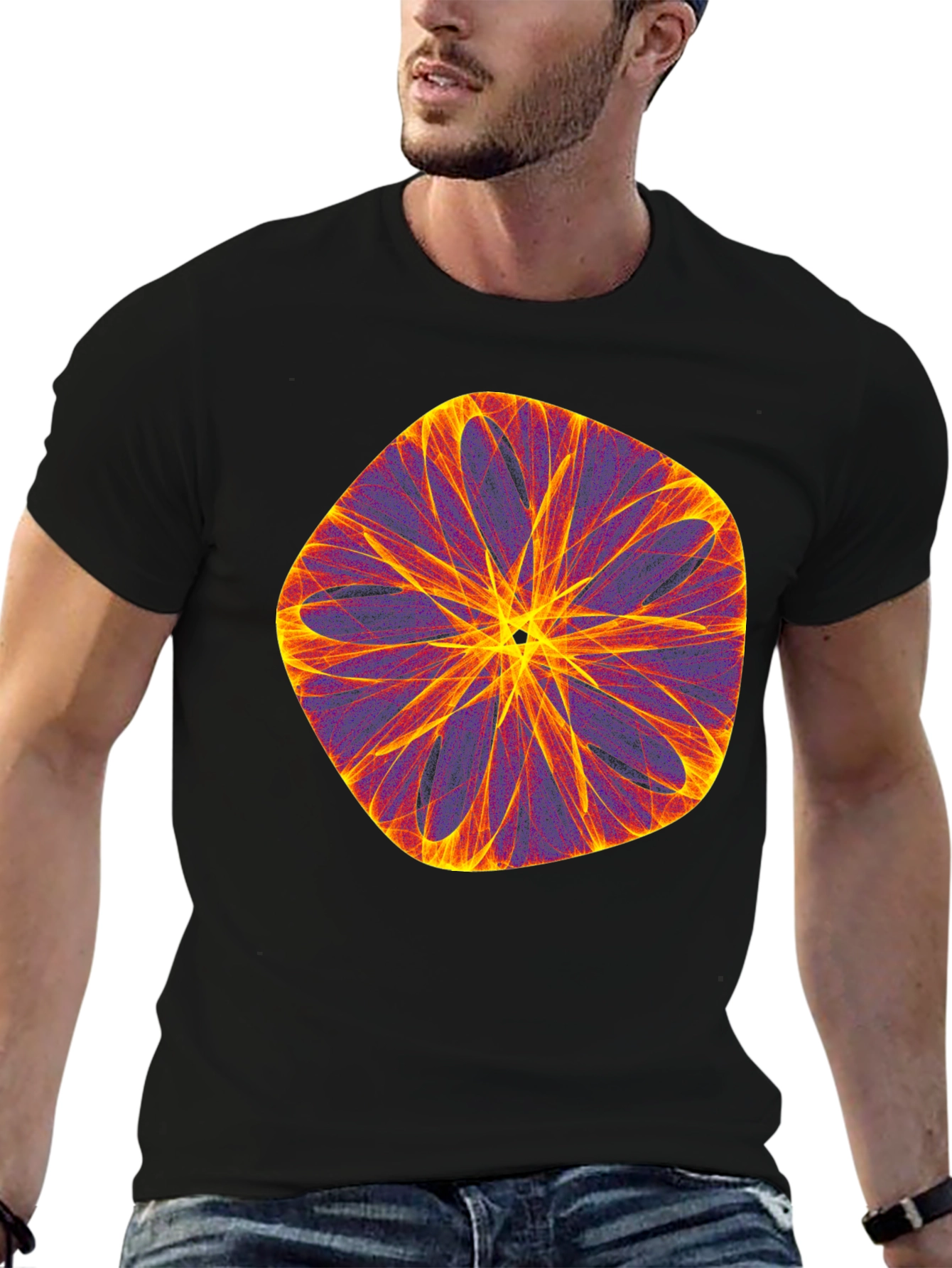 Abstract Geometric Graphic Black T-Shirt