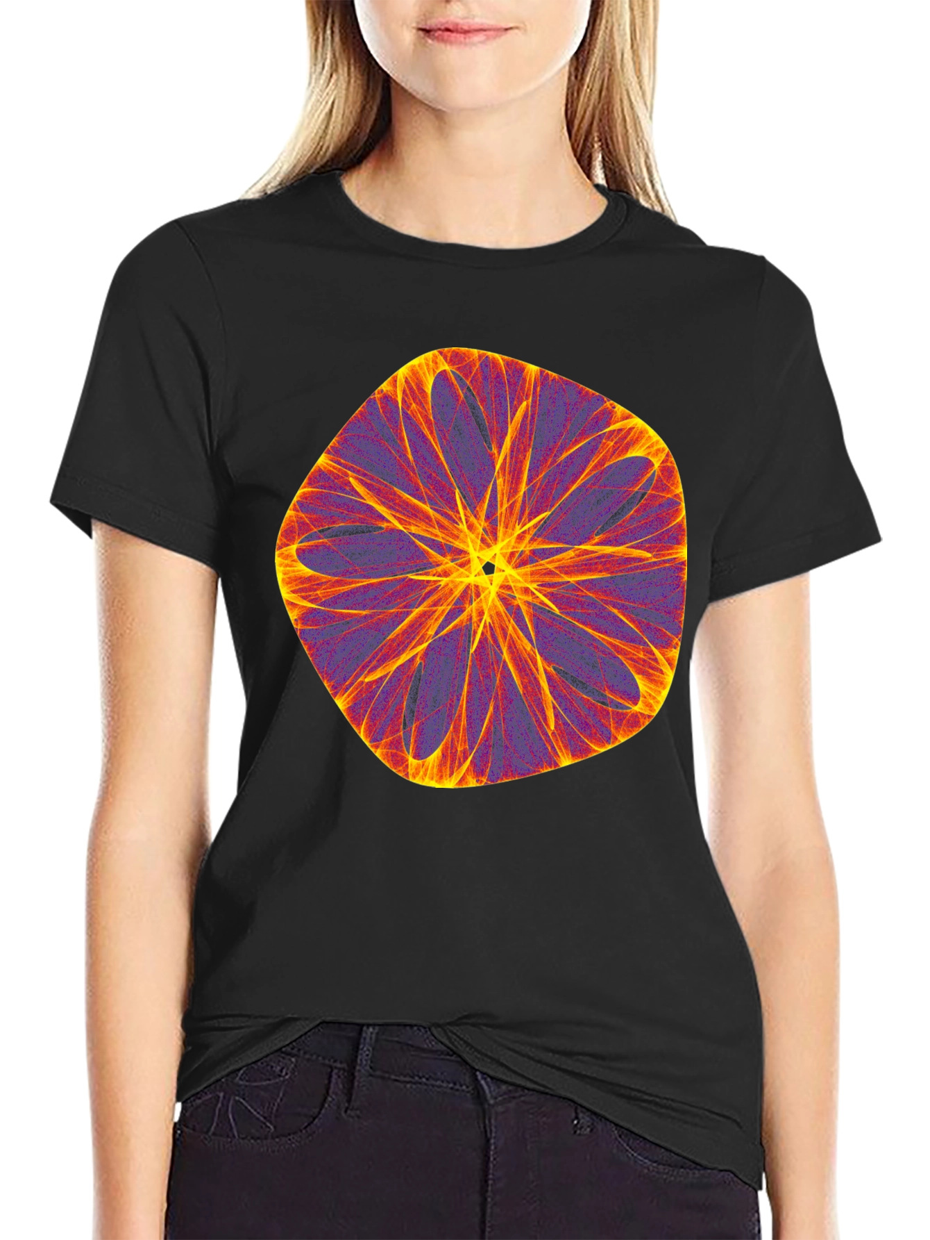 Abstract Geometric Graphic Black T-Shirt