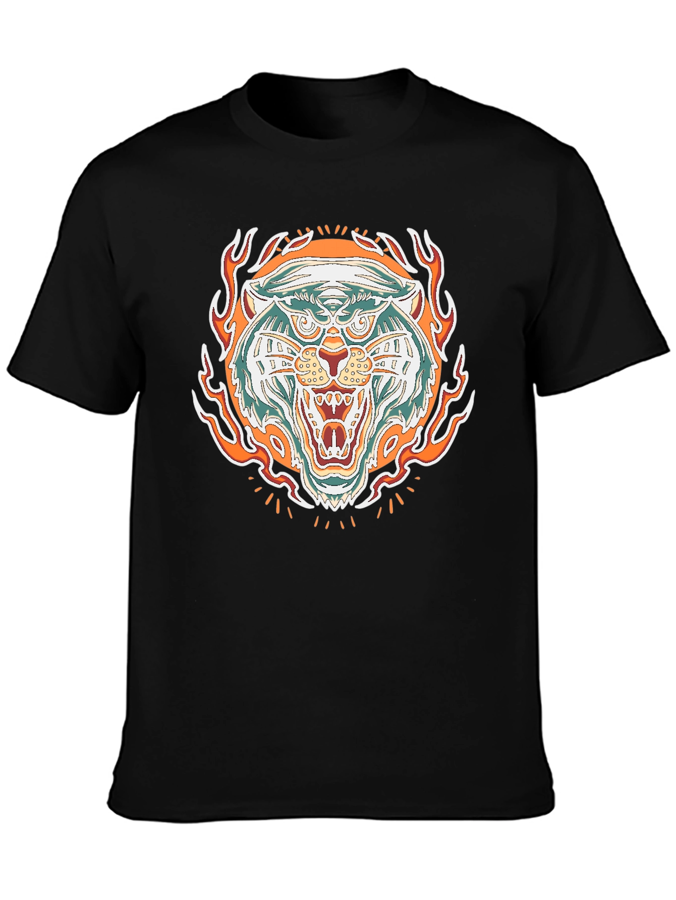 Fiery Tiger Graphic Tee - Bold Black T-Shirt