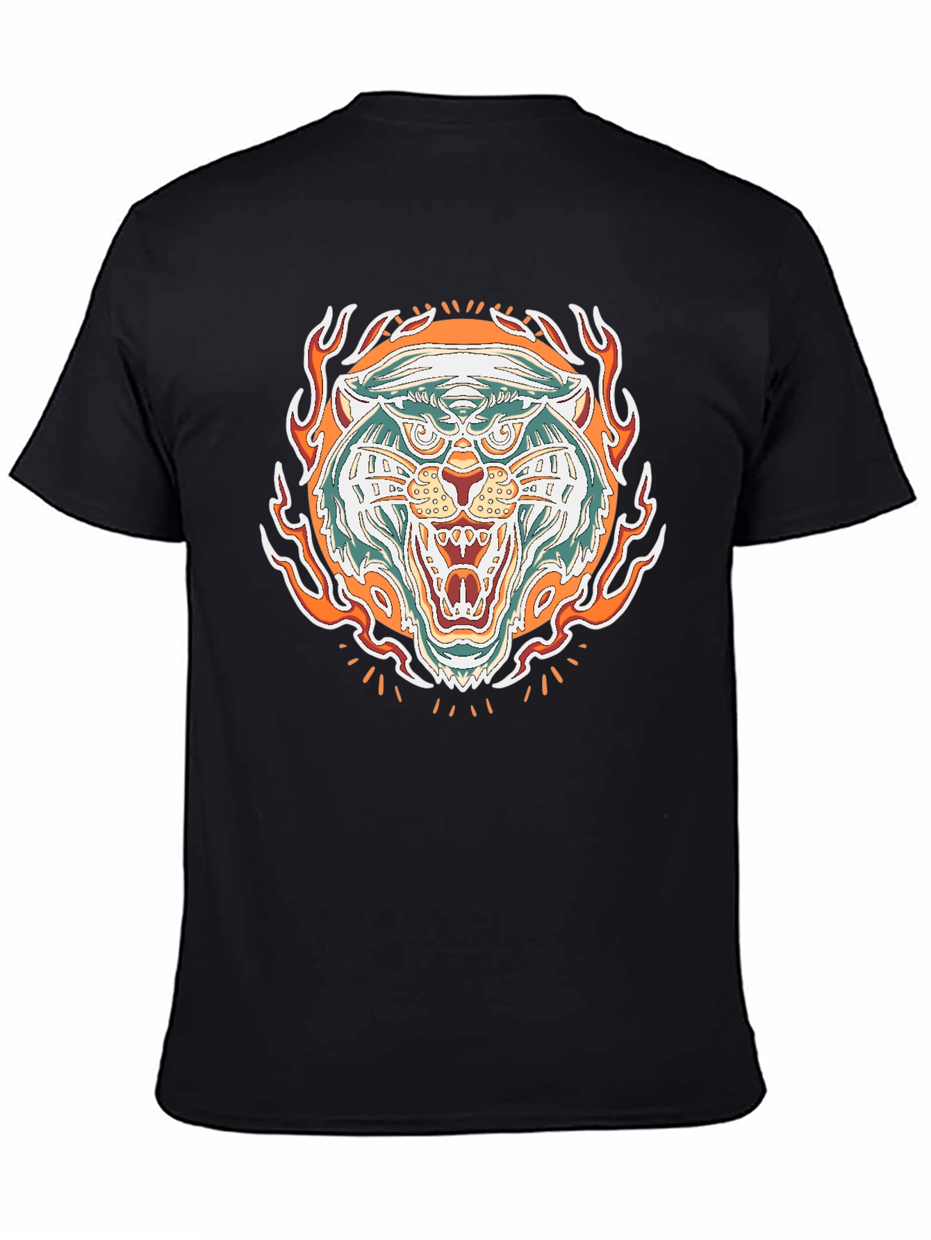 Fiery Tiger Graphic Tee - Bold Black T-Shirt