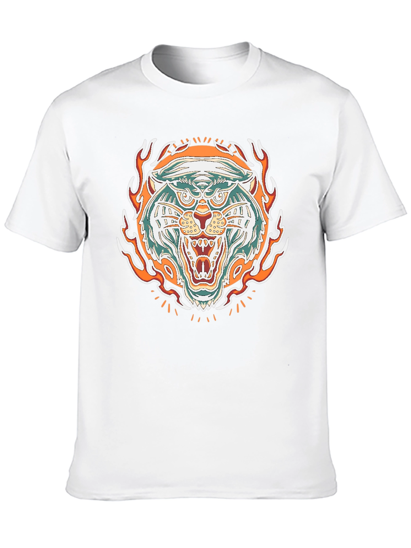 Fiery Tiger Graphic Tee - Bold Black T-Shirt