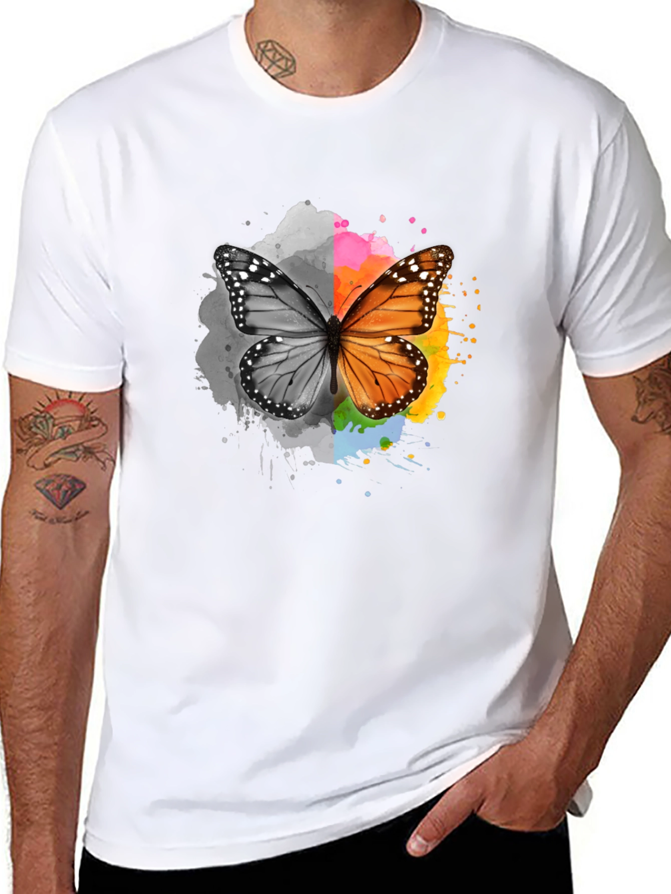 Butterfly Graphic Print Mens T-Shirt