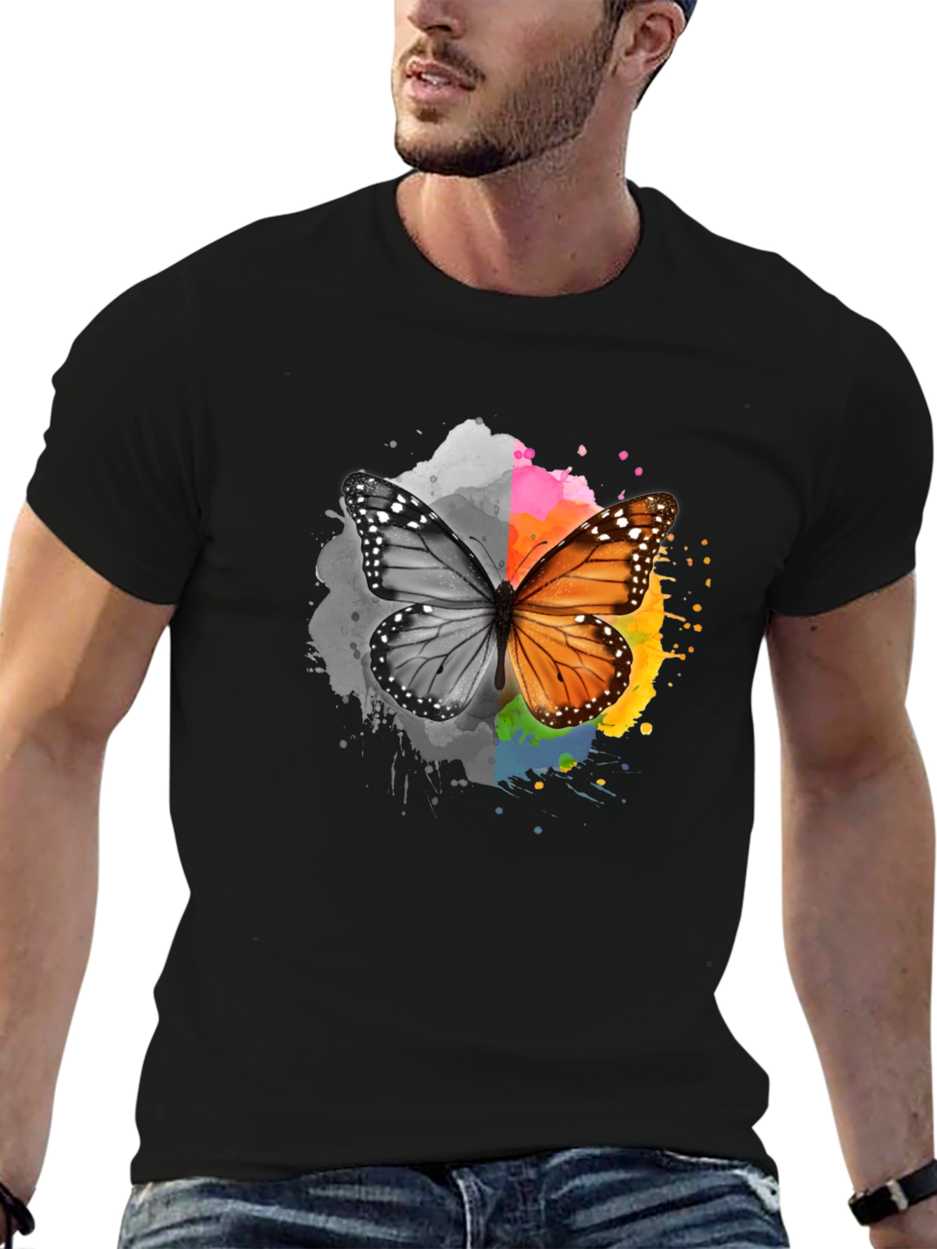 Butterfly Graphic Print Mens T-Shirt