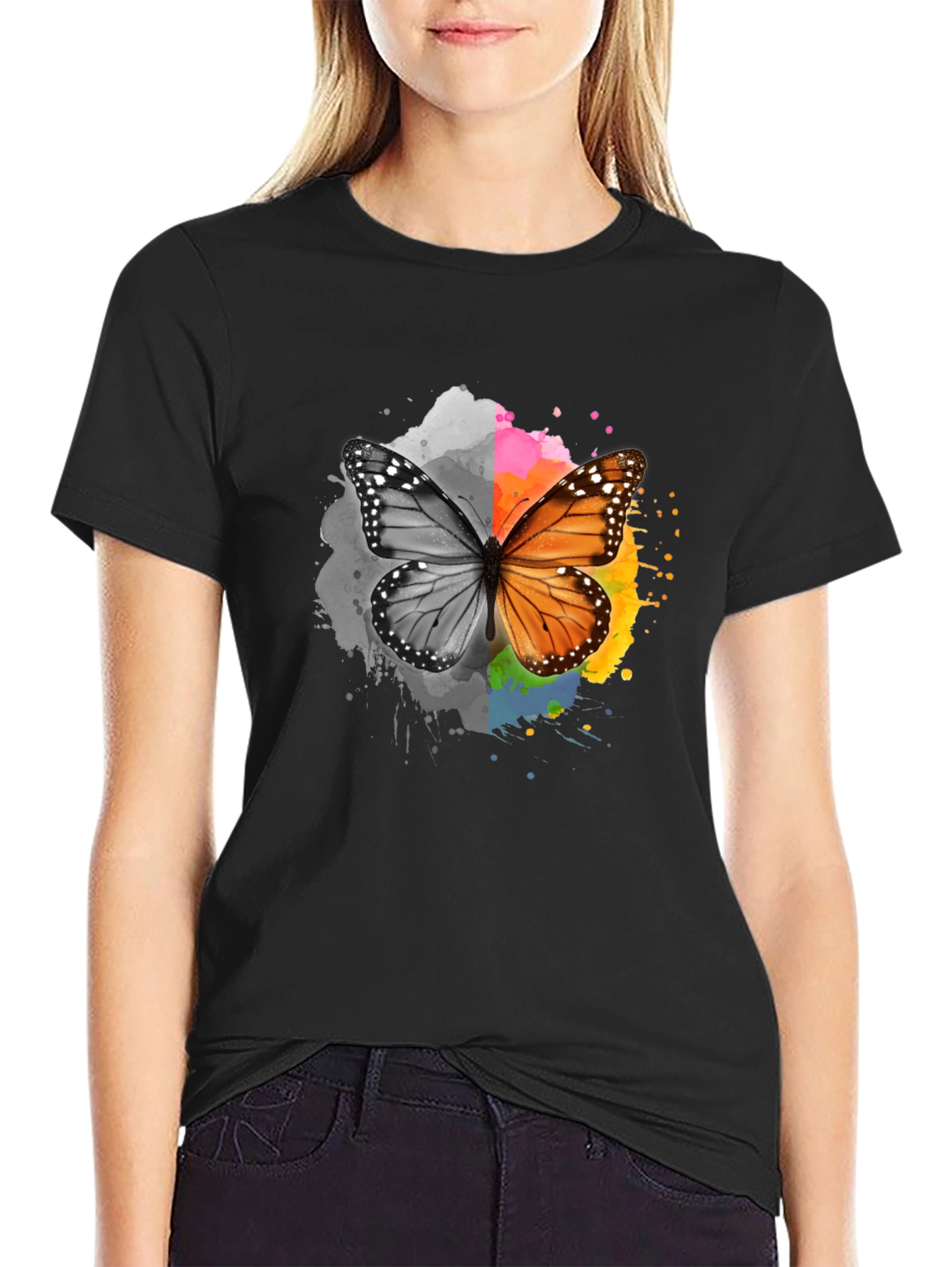 Butterfly Graphic Print Mens T-Shirt