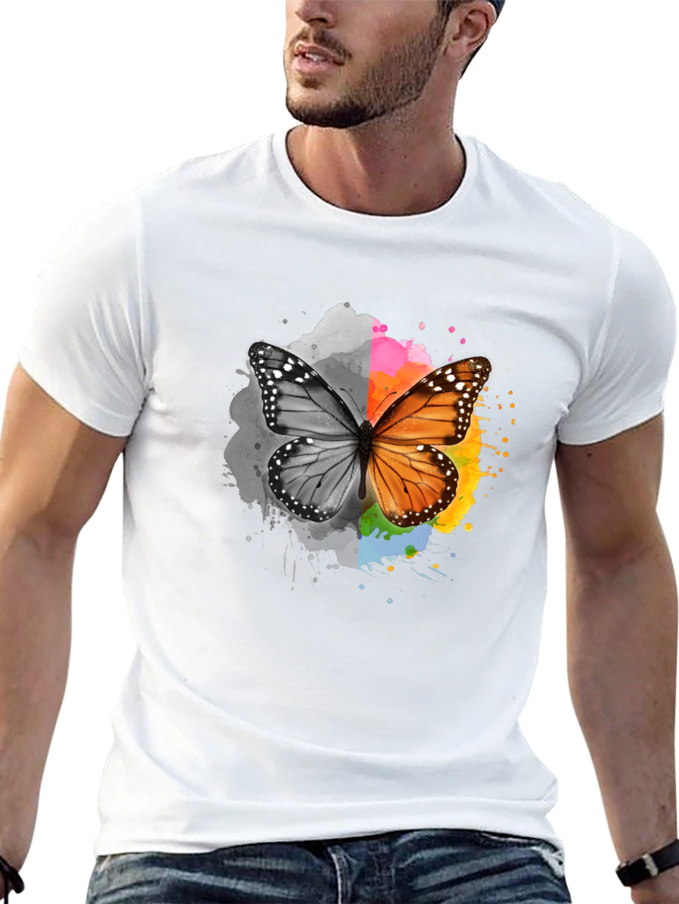Butterfly Graphic Print Mens T-Shirt