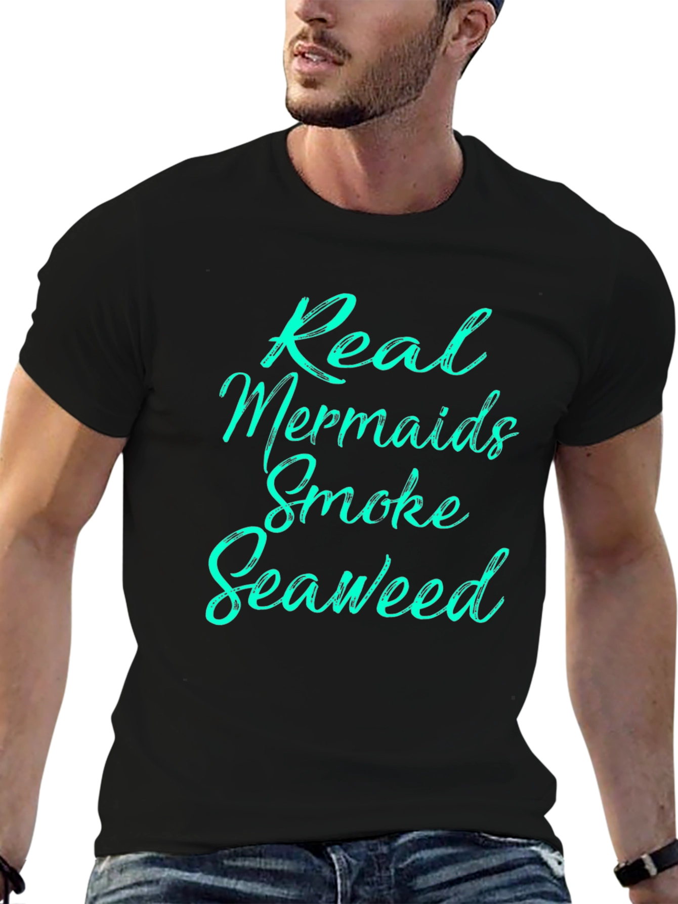 Real Mermaids Smoke Seaweed Black T-Shirt