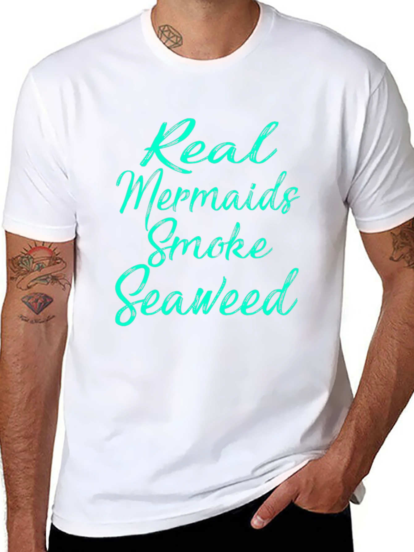 Real Mermaids Smoke Seaweed Black T-Shirt